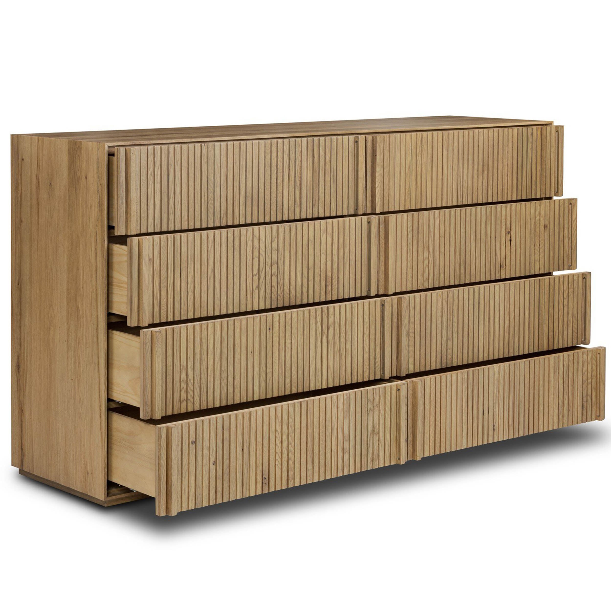 Leo 8 Drawer Dresser, Rustic Light Natural Oak
