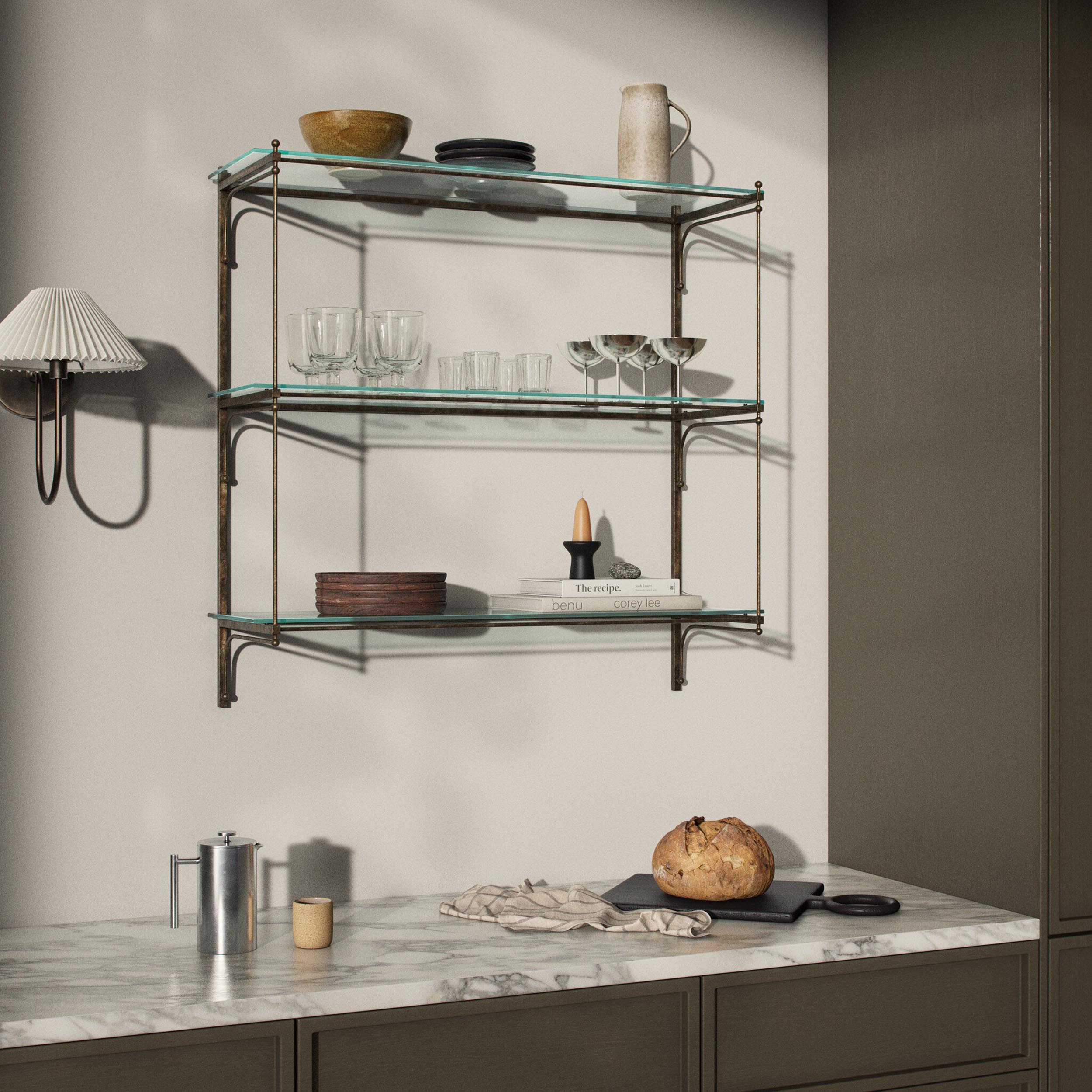 Romilly Shelves, Brushed Iron
