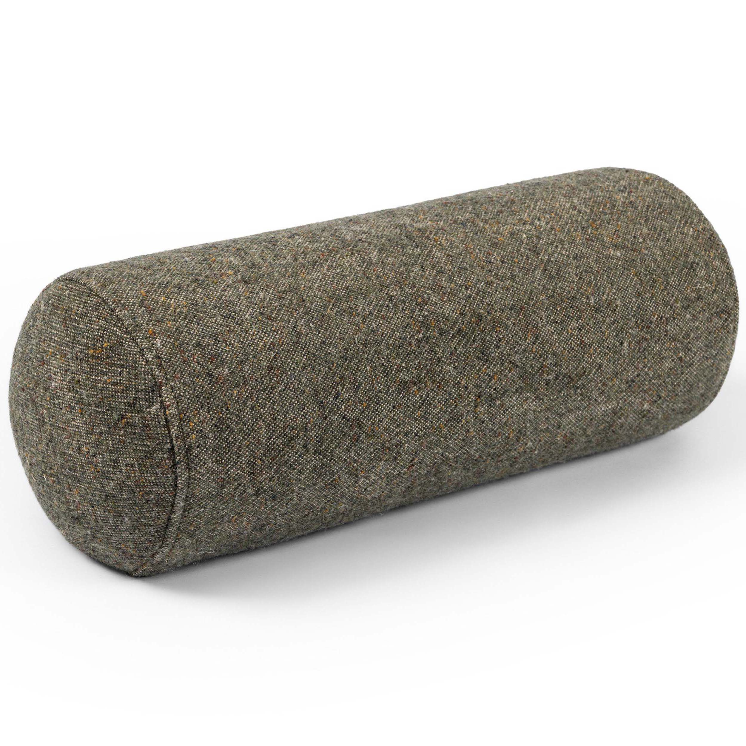 Stonewash Linen Bolster Pillow, Hasselt Olive Green