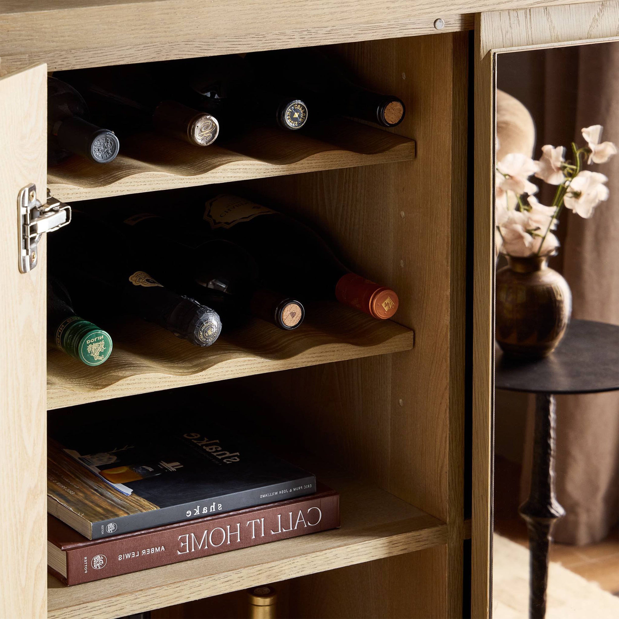 Reneen Bar Cabinet, Blonde Oak