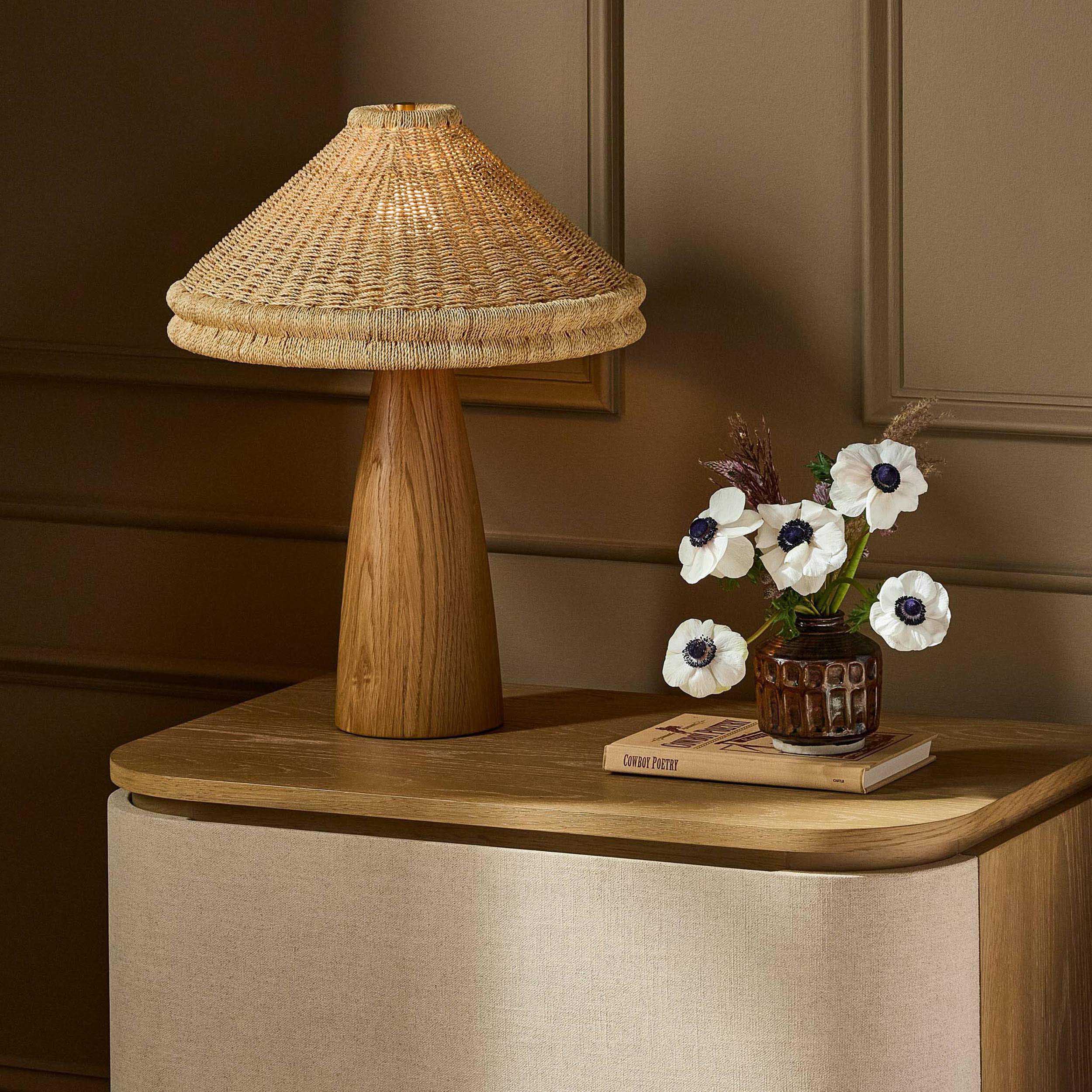 Canela Table Lamp, Light Oak