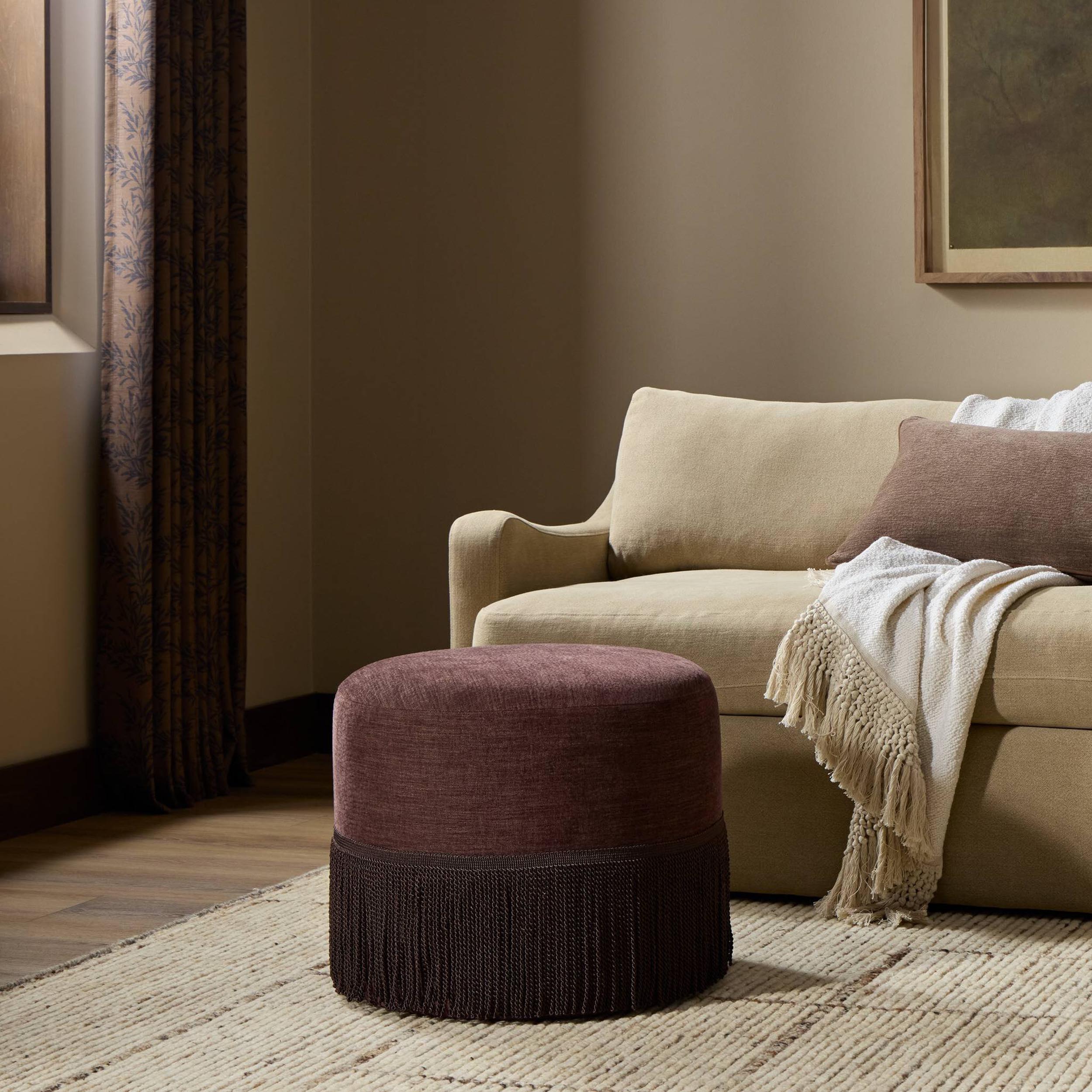 Sinclair Fringe Ottoman-21", Laughlin Plum