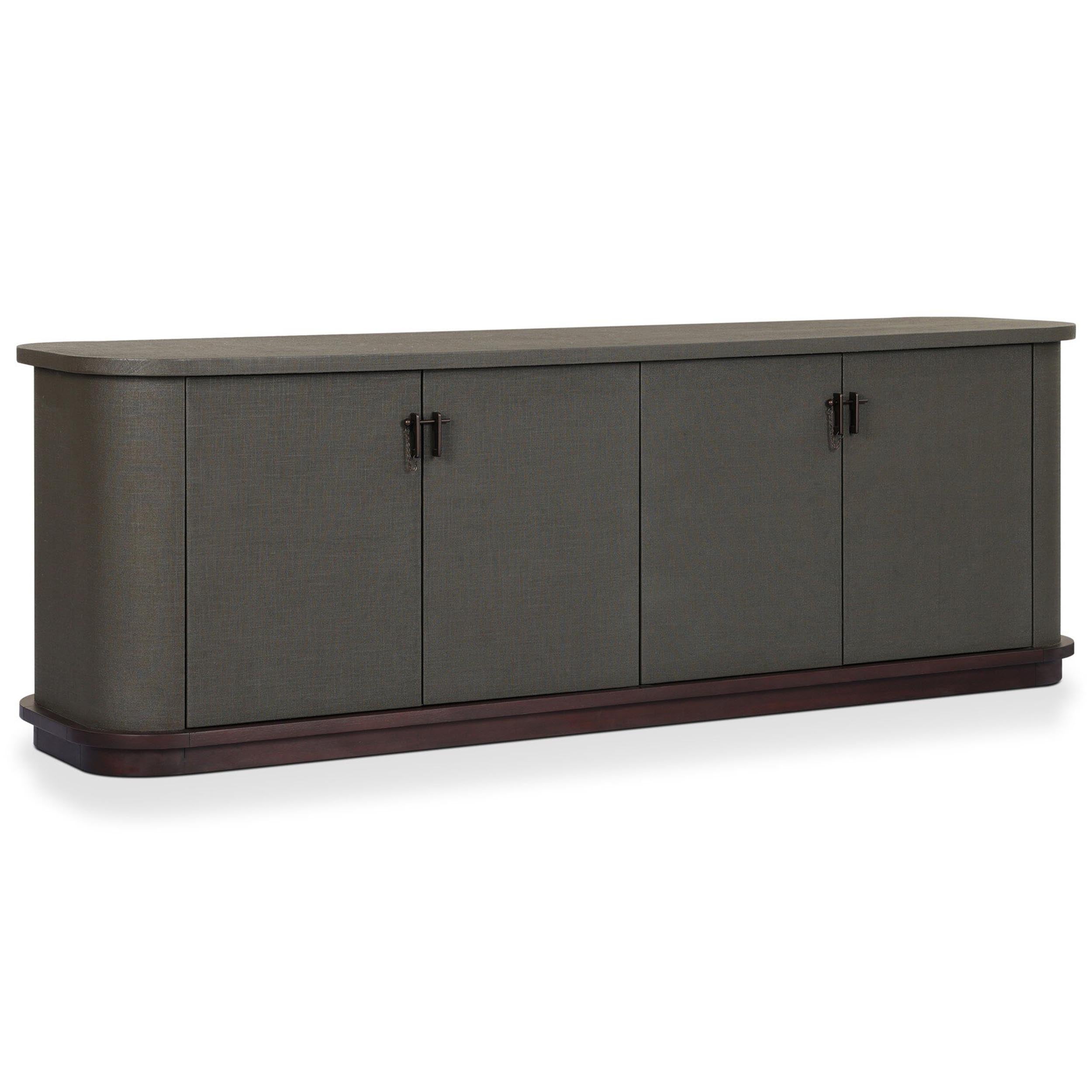 Berlin Media Console, Dark Green Lacquered Linen