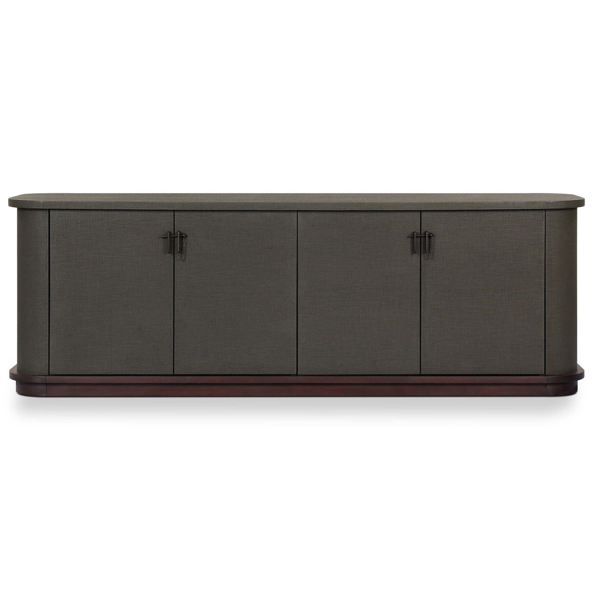 Berlin Media Console, Dark Green Lacquered Linen