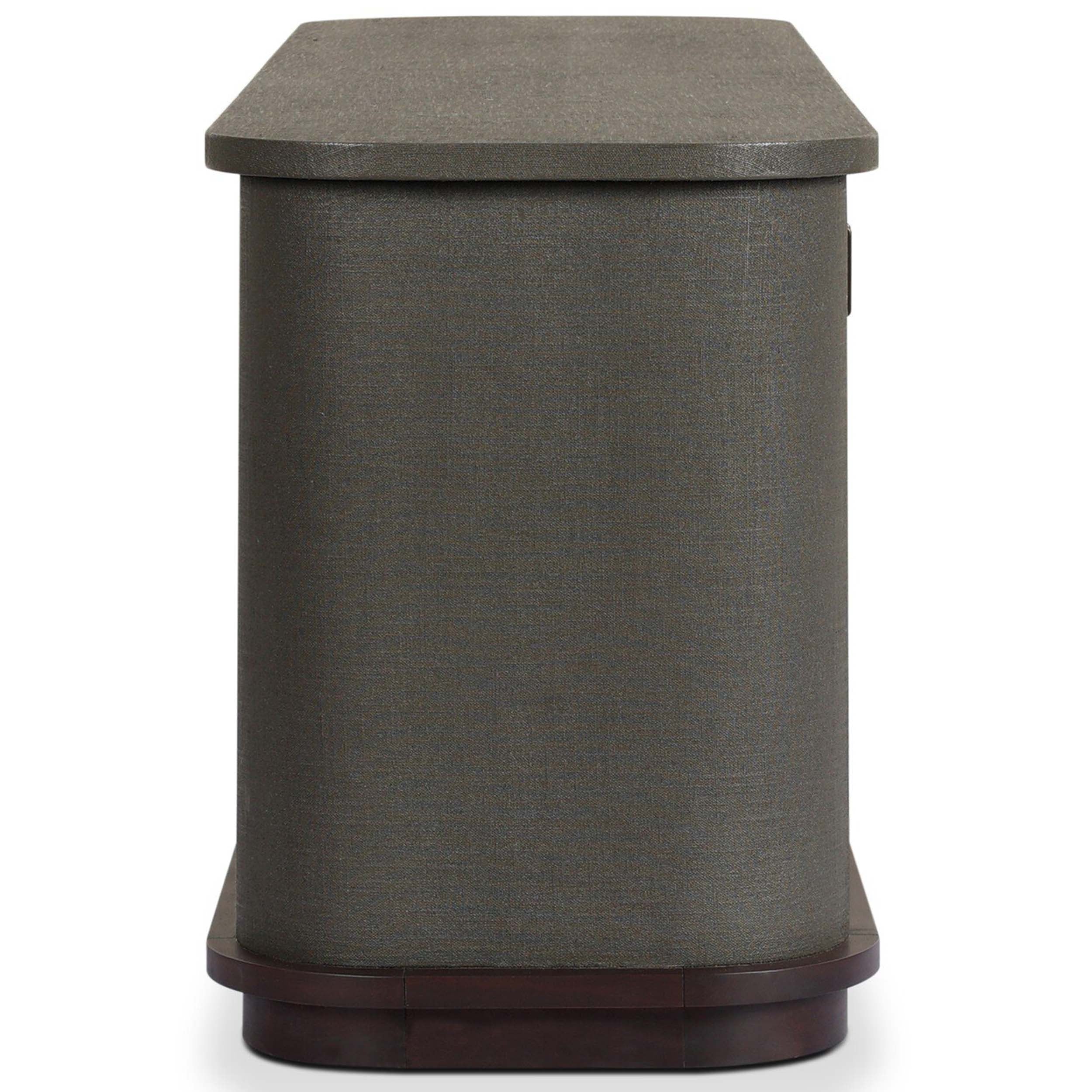 Berlin Media Console, Dark Green Lacquered Linen