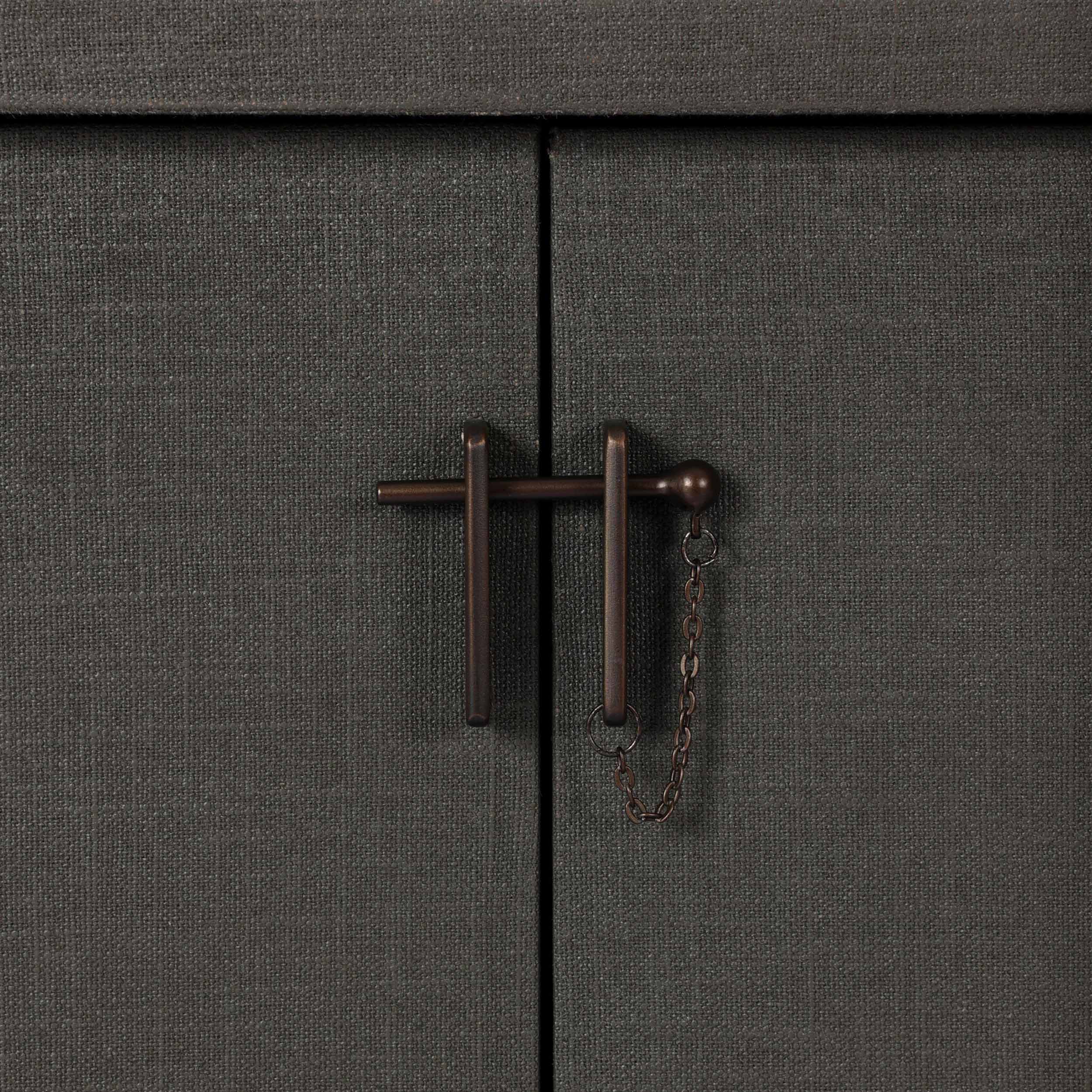 Berlin Media Console, Dark Green Lacquered Linen