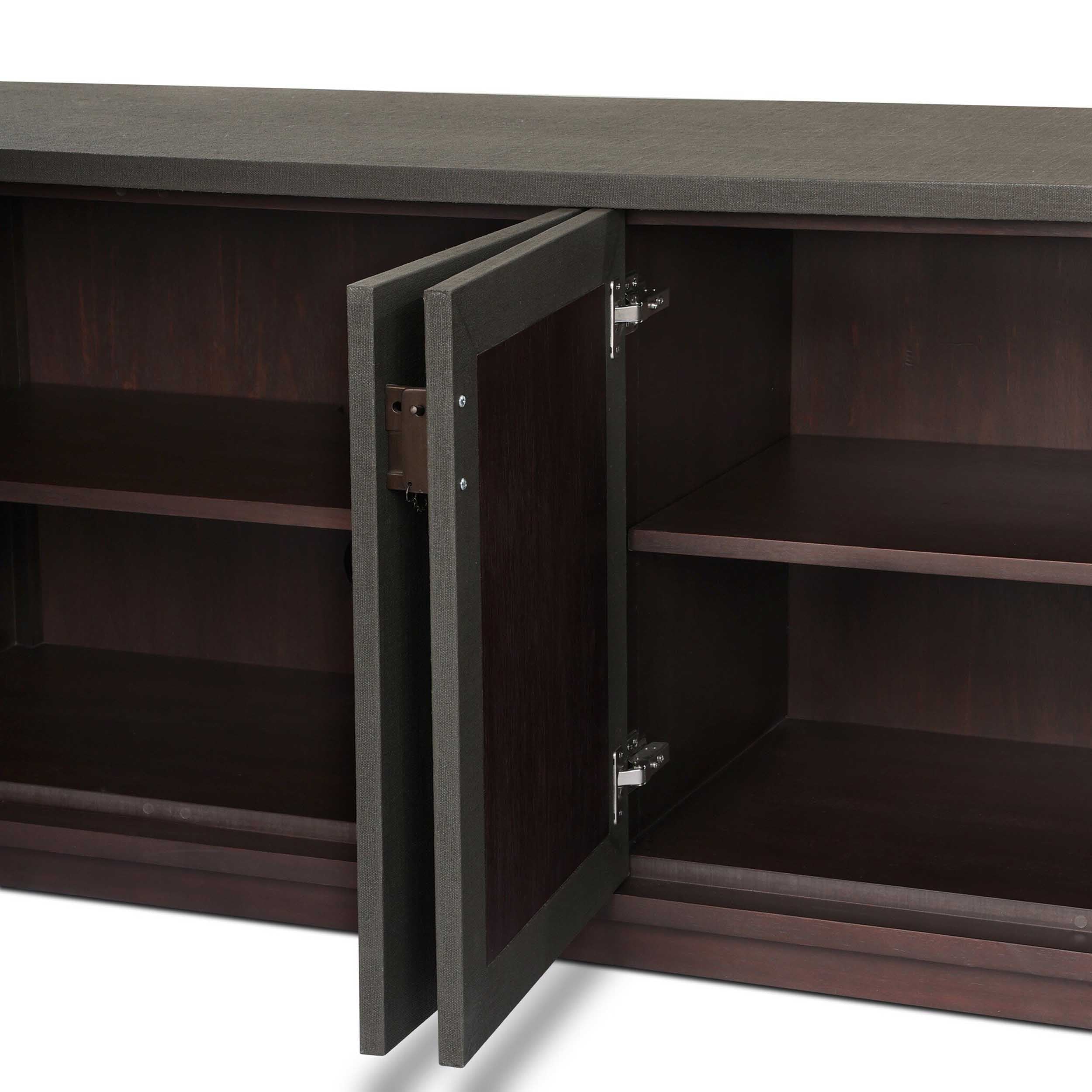 Berlin Media Console, Dark Green Lacquered Linen