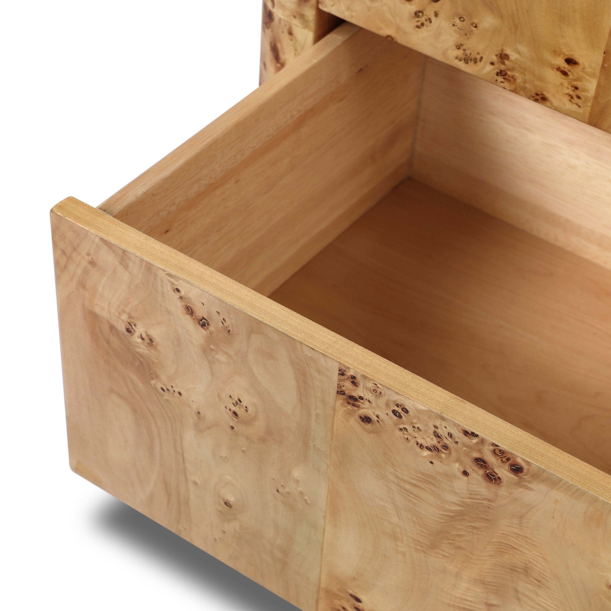 Mullins Nightstand, Natural Mappa Burl