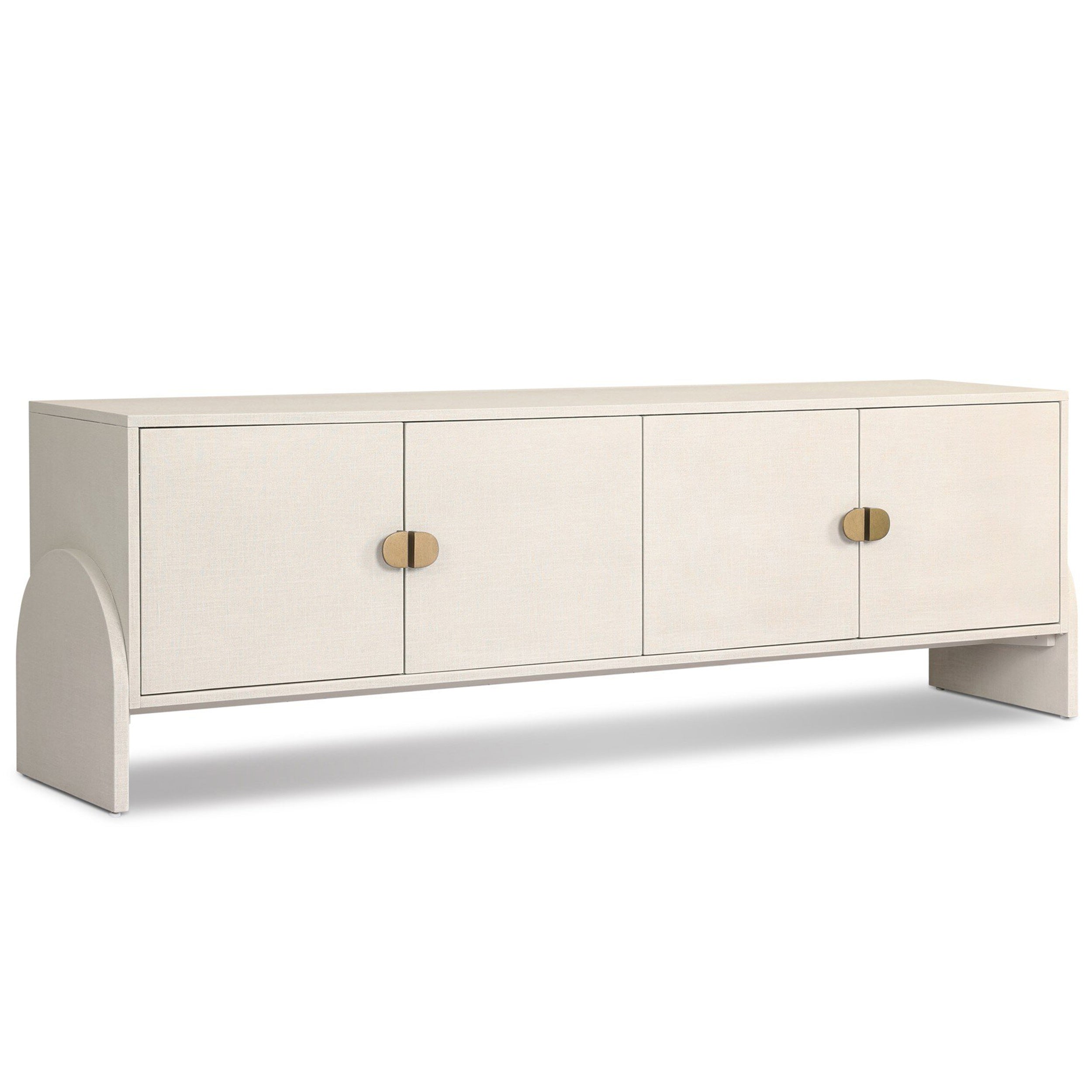 Cressida Media Console, Ivory Painted Linen