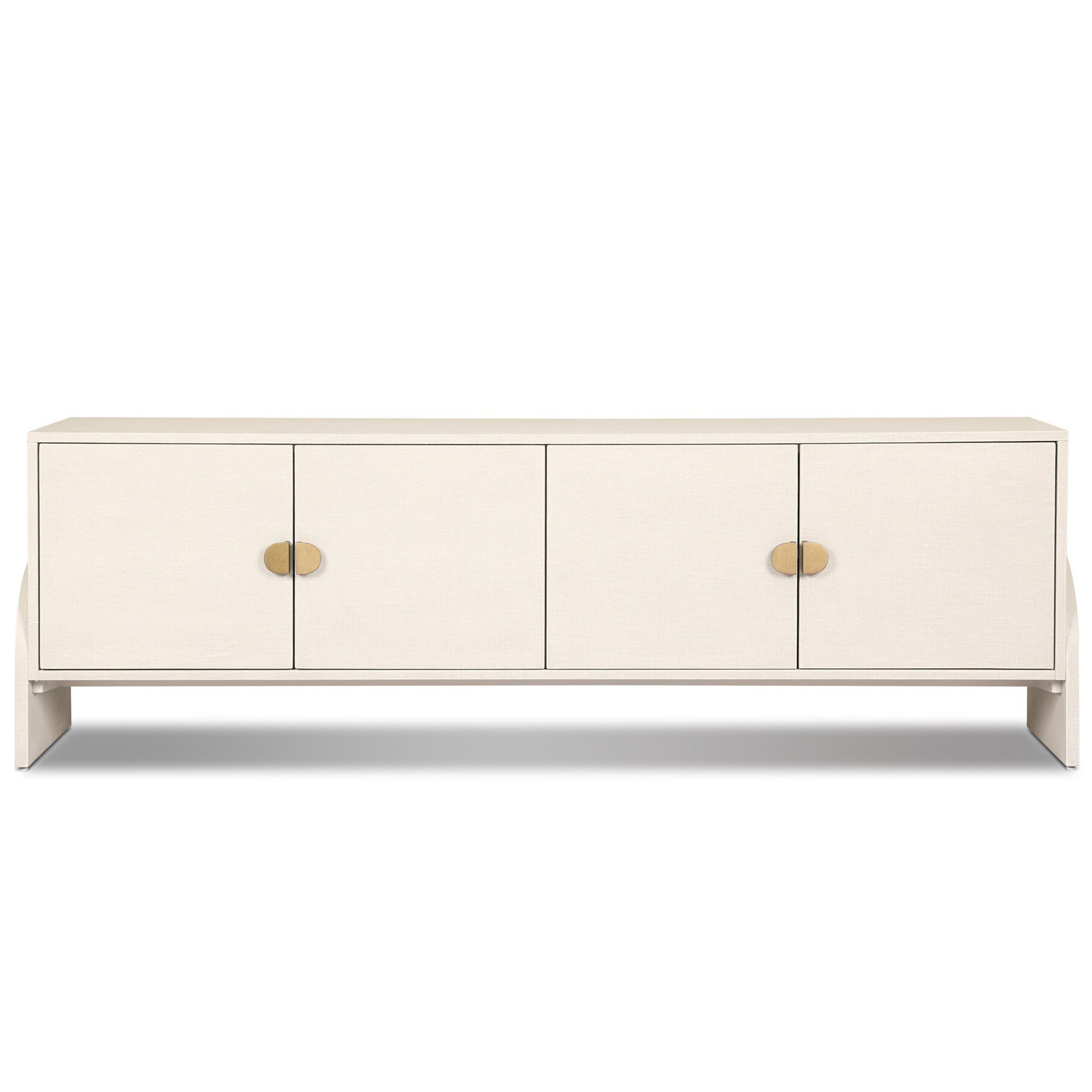Cressida Media Console, Ivory Painted Linen