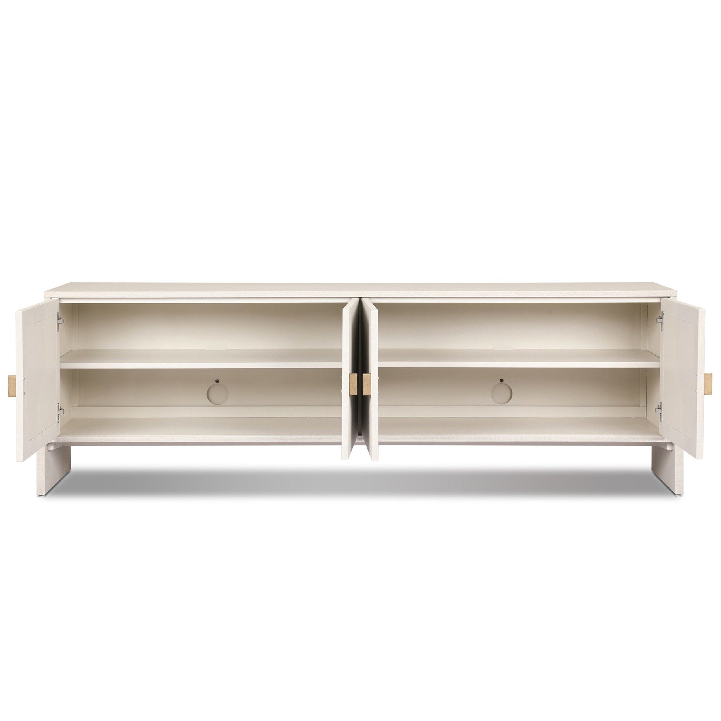 Cressida Media Console, Ivory Painted Linen
