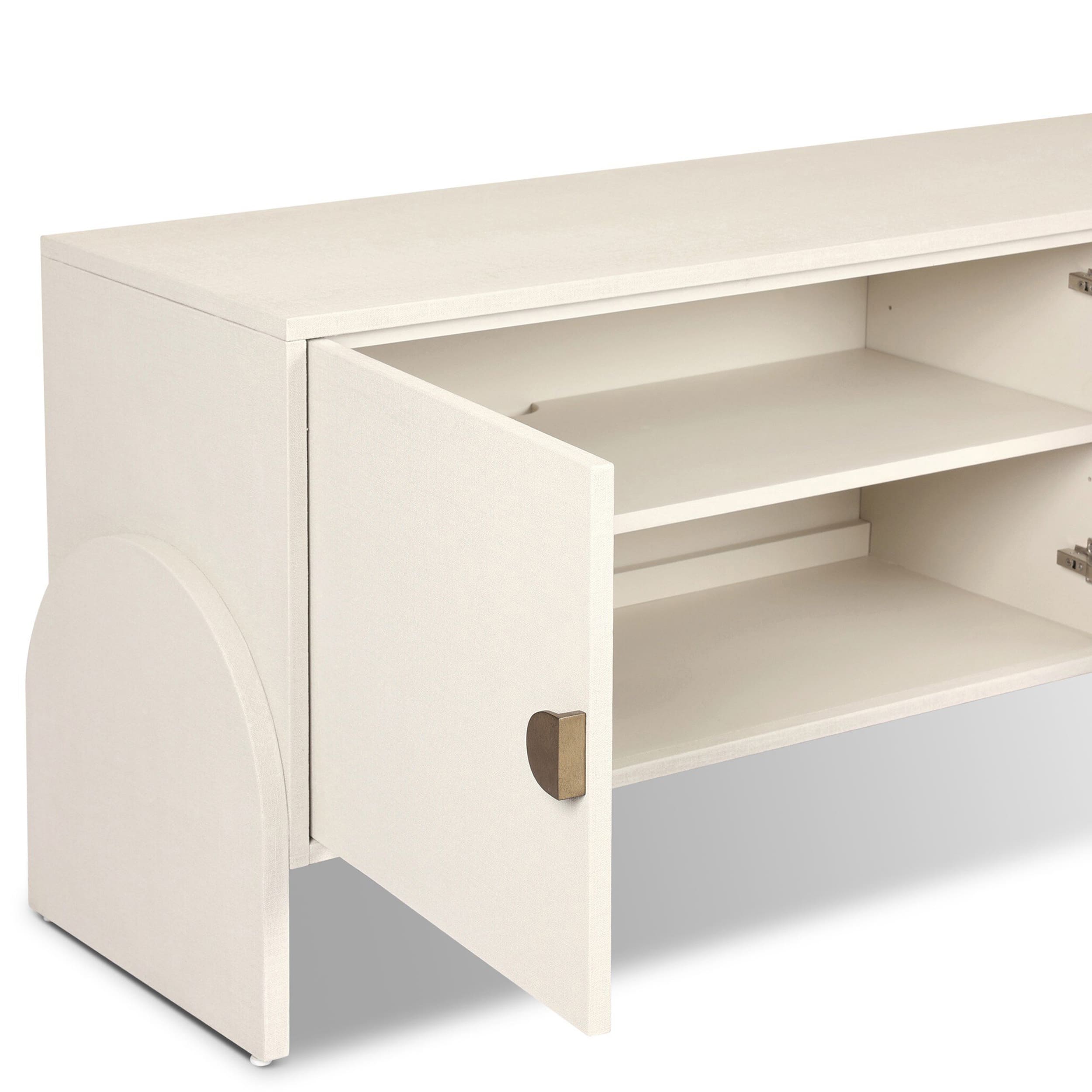Cressida Media Console, Ivory Painted Linen