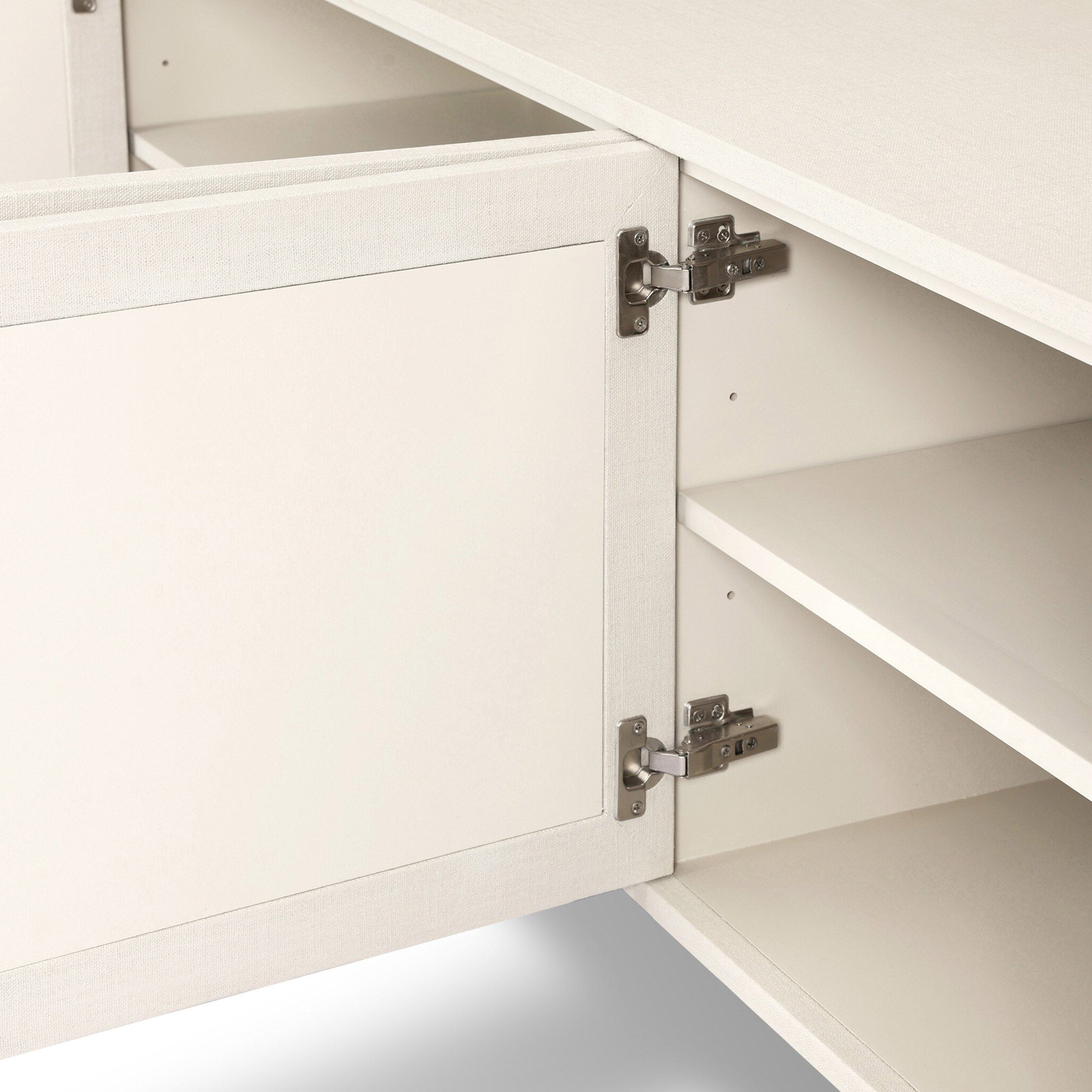 Cressida Media Console, Ivory Painted Linen