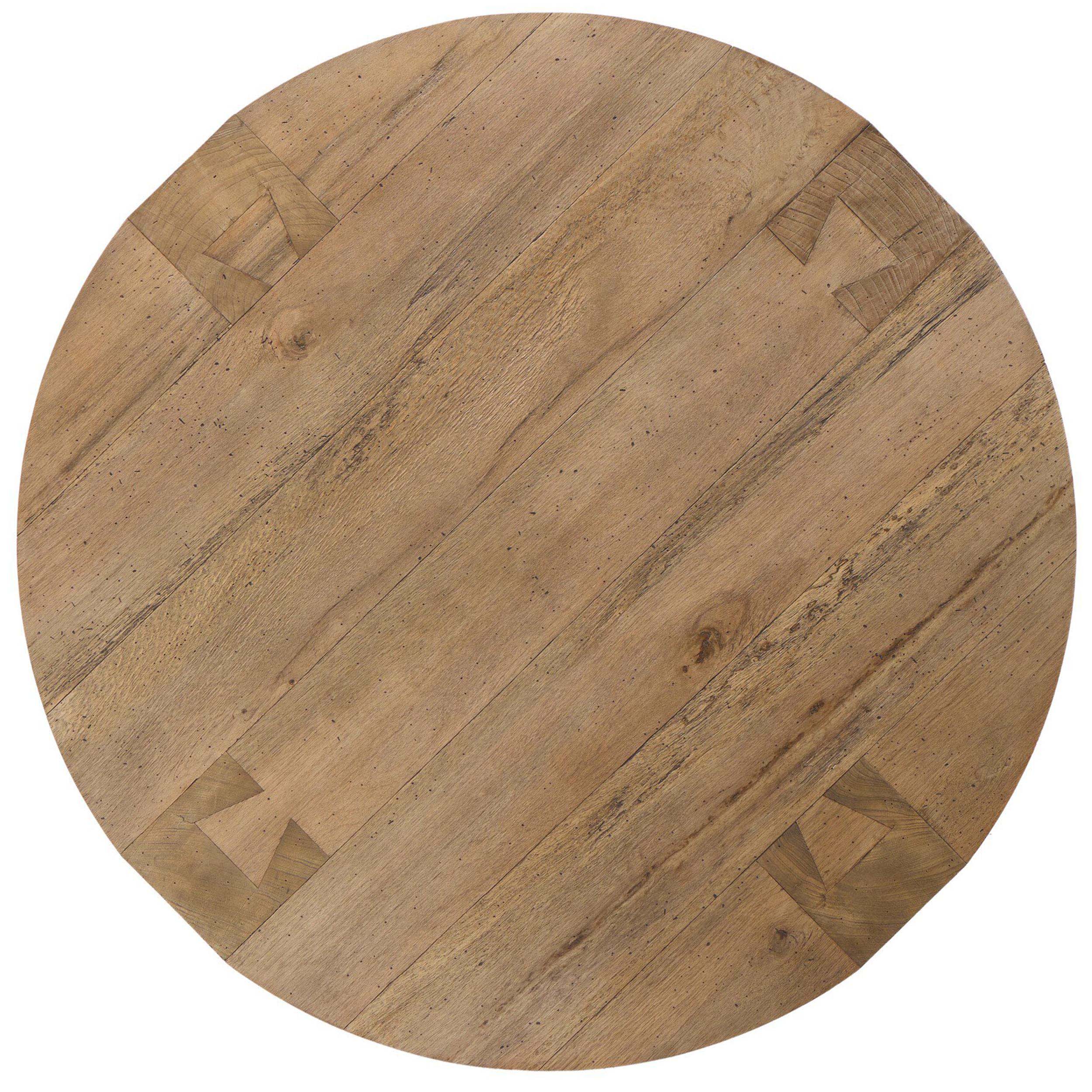 Abaso Round Coffee Table, Rustic Wormwood Oak