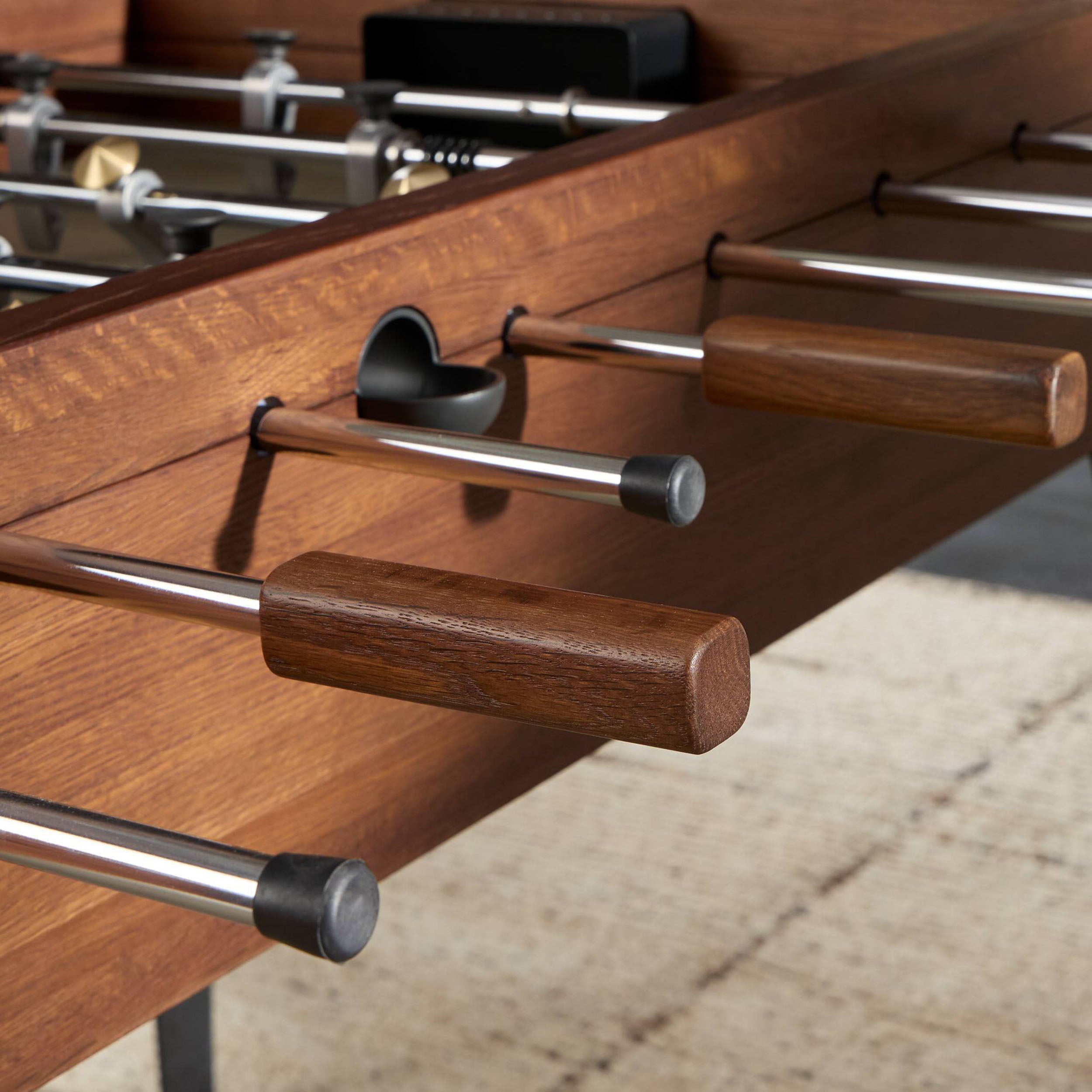 District Eight Foosball Table, Smoked Oak