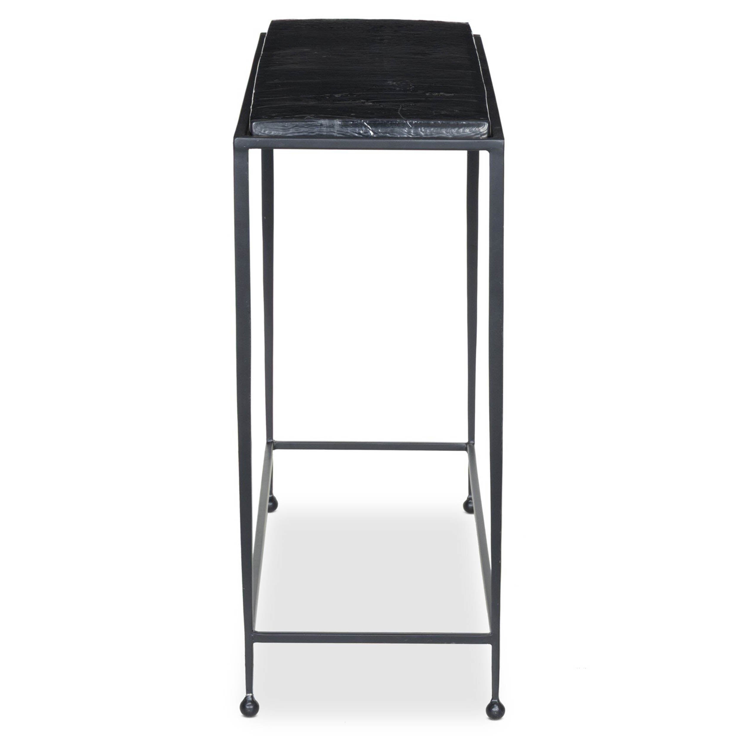 Dalston Cast Glass Console Table, Smoked Black Cast Glass