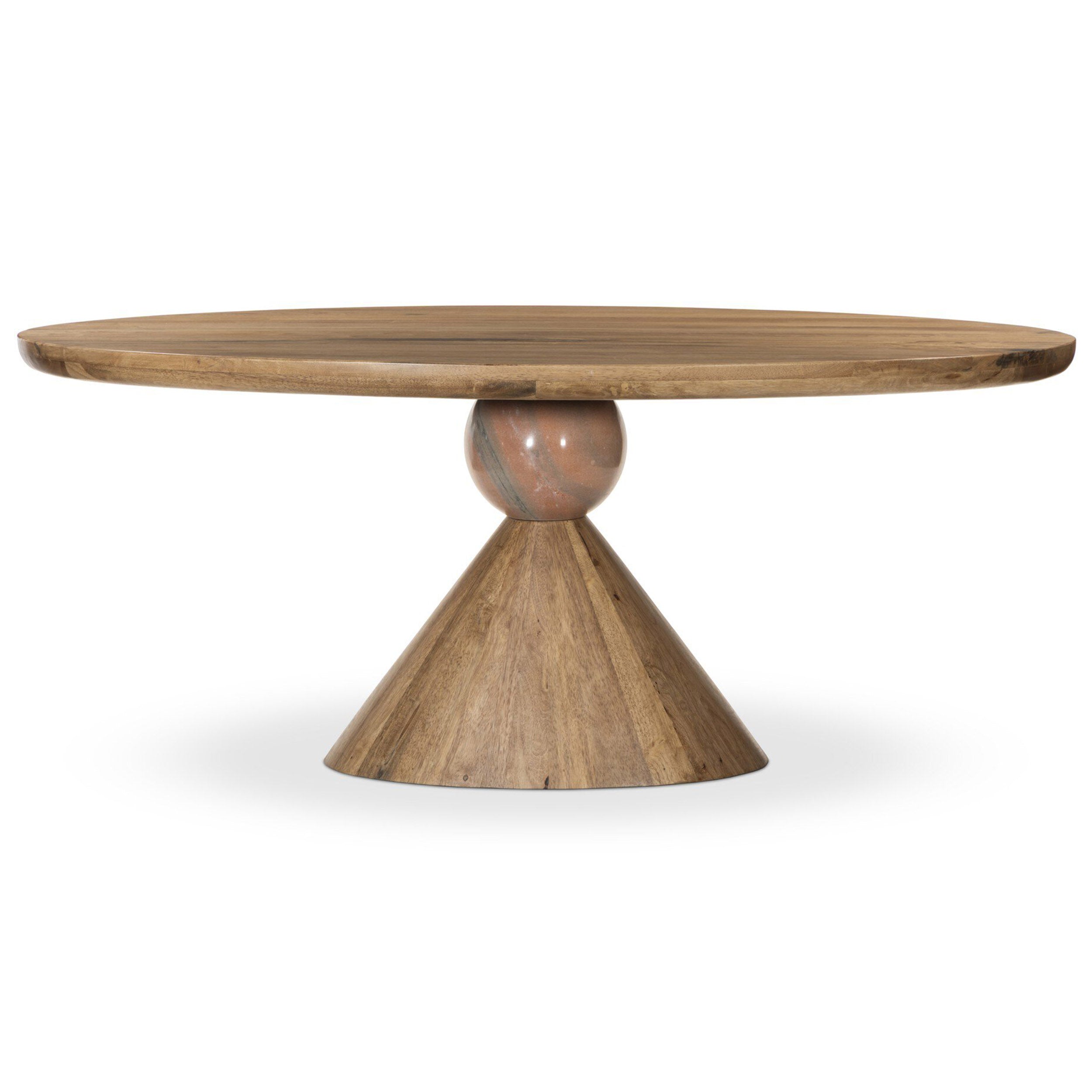 Bibianna Oval Dining Table, Smoked Honey/Blush Marble