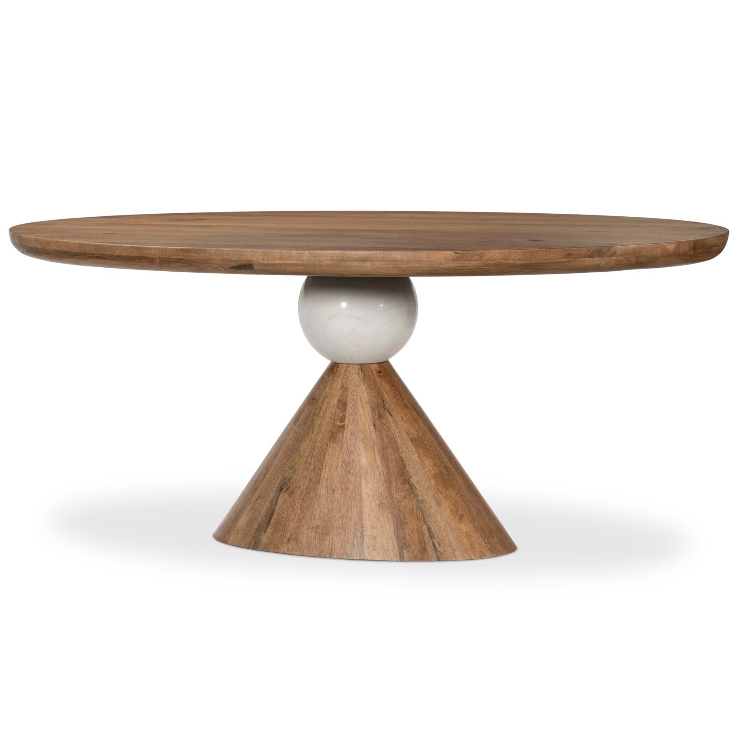 Bibianna Oval Dining Table, Smoked Honey/Honed White Marble