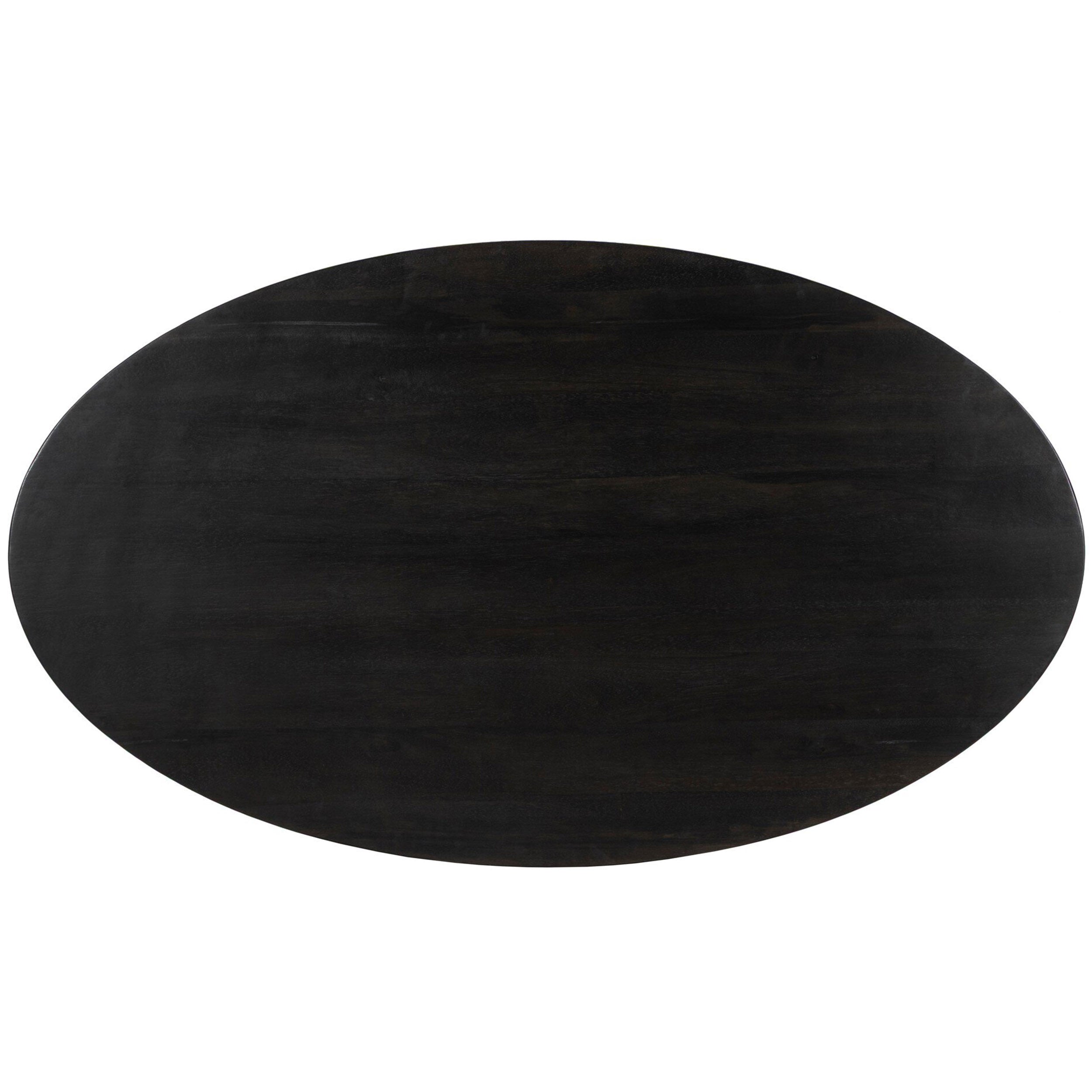 Bibianna Oval Dining Table, Worn Black Parawood