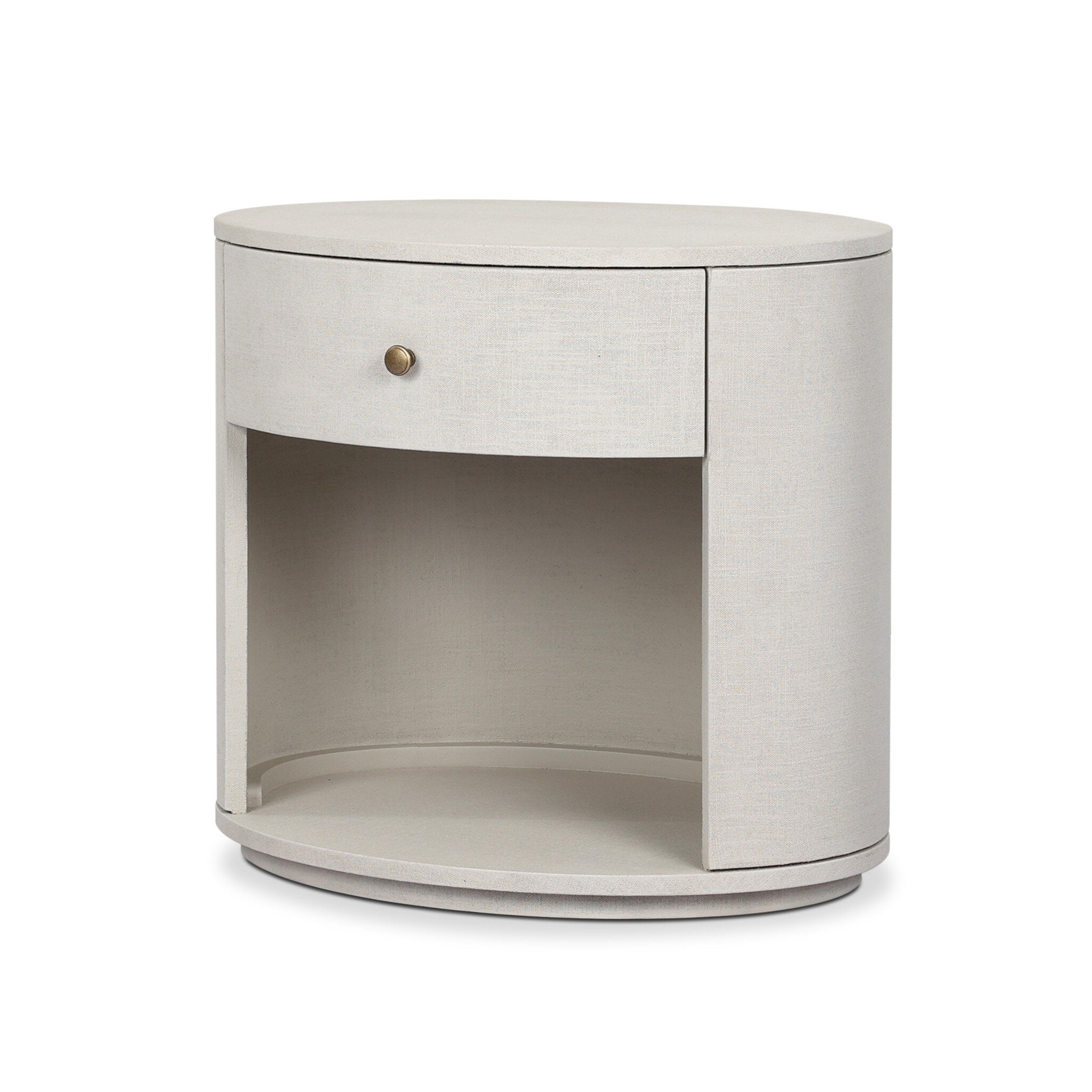 Amelia Oval One Drawer Nightstand, Ivory Painted Linen