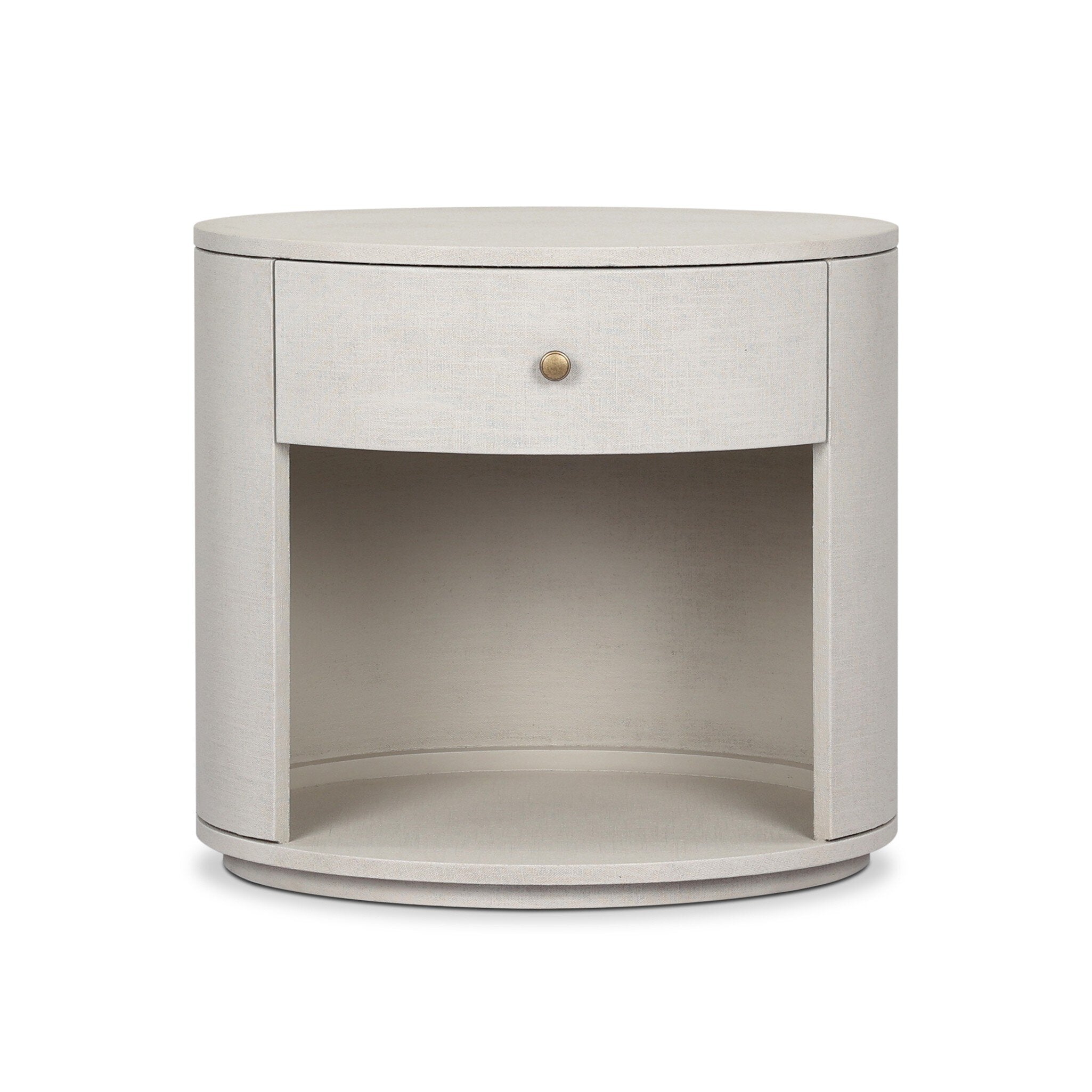 Amelia Oval One Drawer Nightstand, Ivory Painted Linen