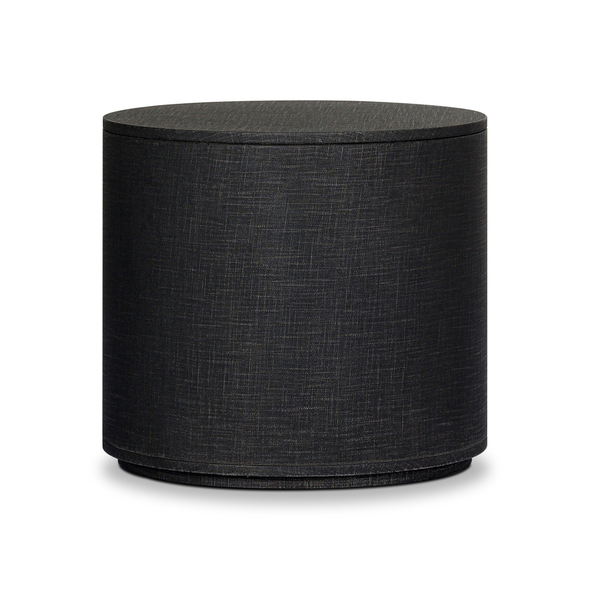 Amelia Oval One Drawer Nightstand, Black Linen