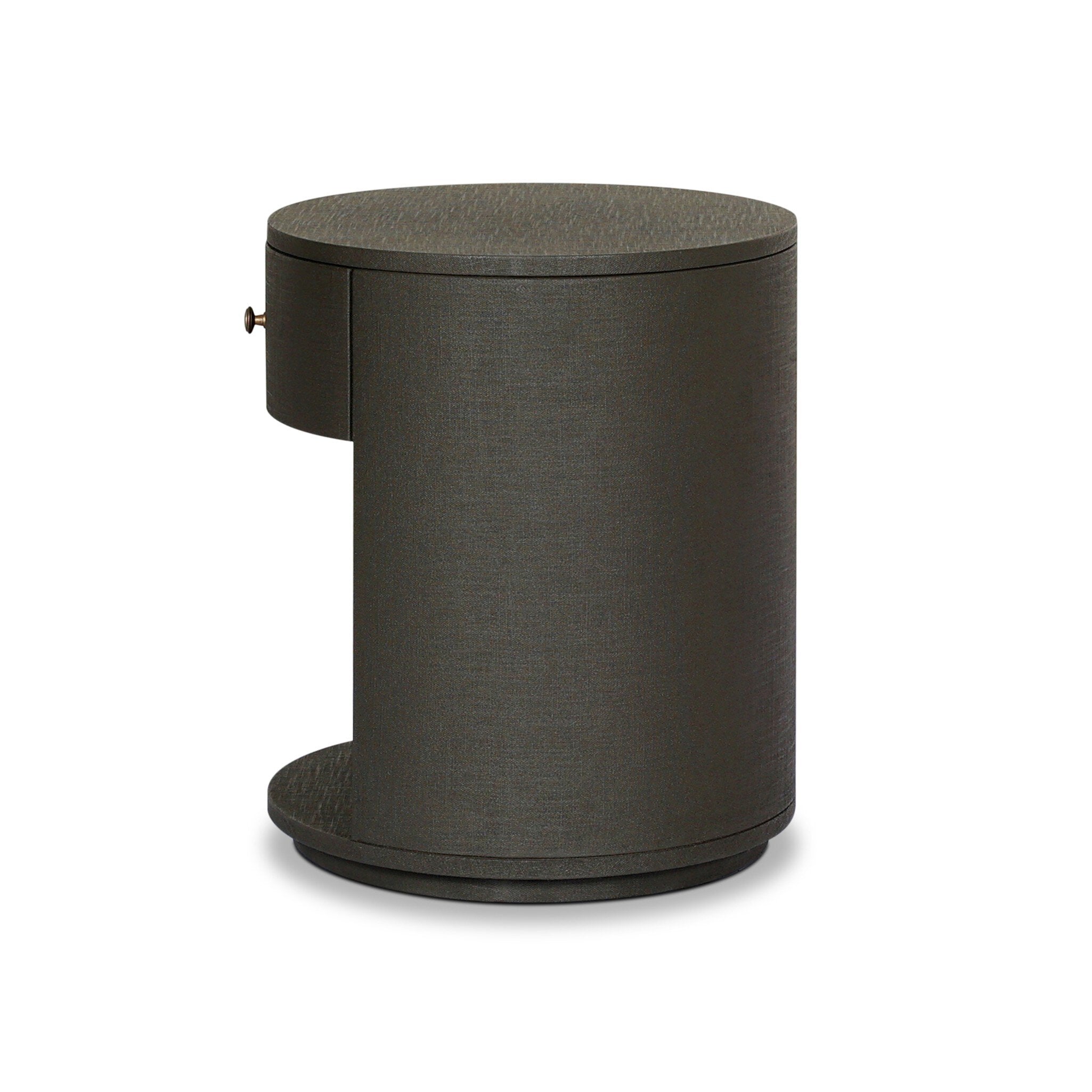 Amelia Oval One Drawer Nightstand, Dark Green Lacquered Linen