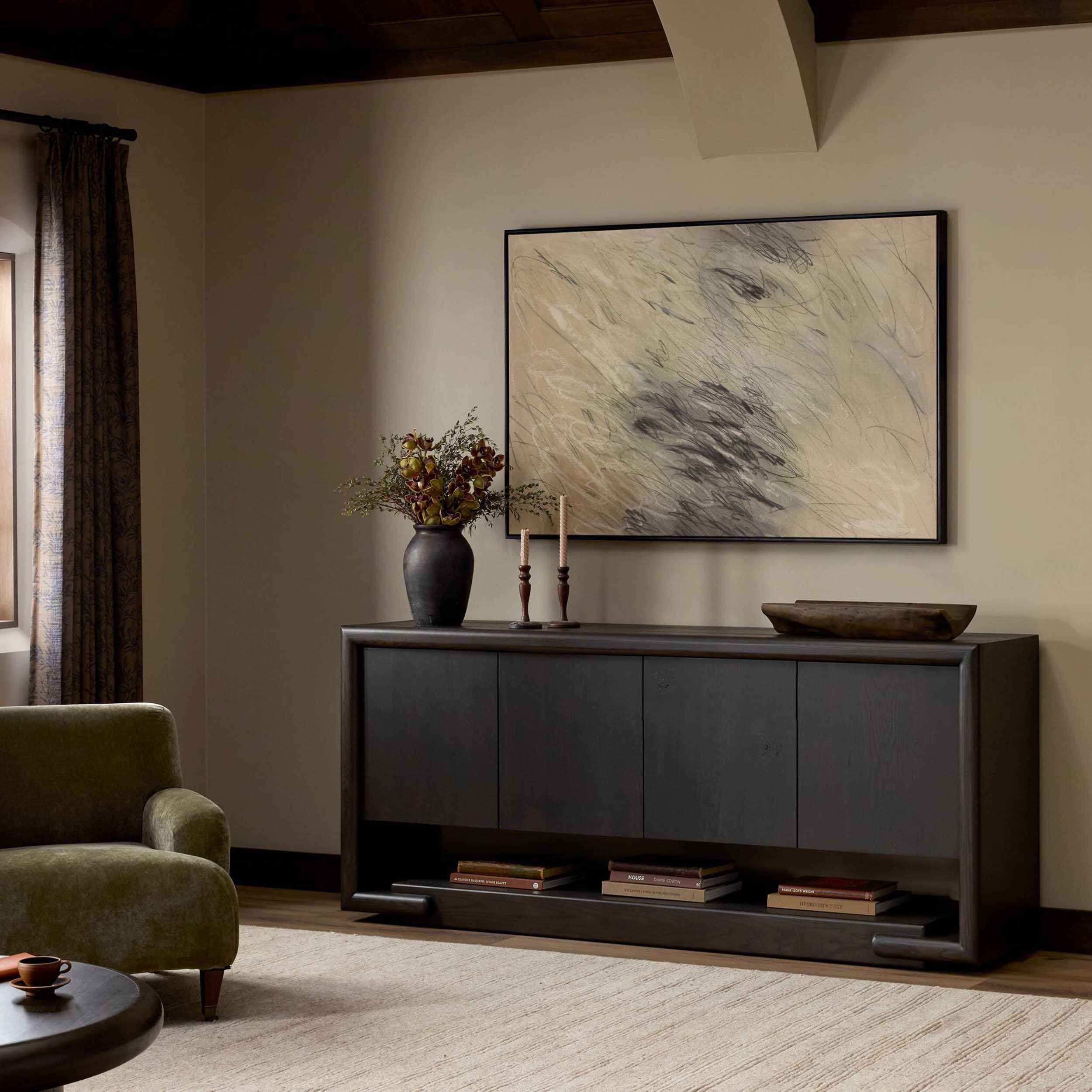 Zaki Sideboard, Smoked Black Veneer