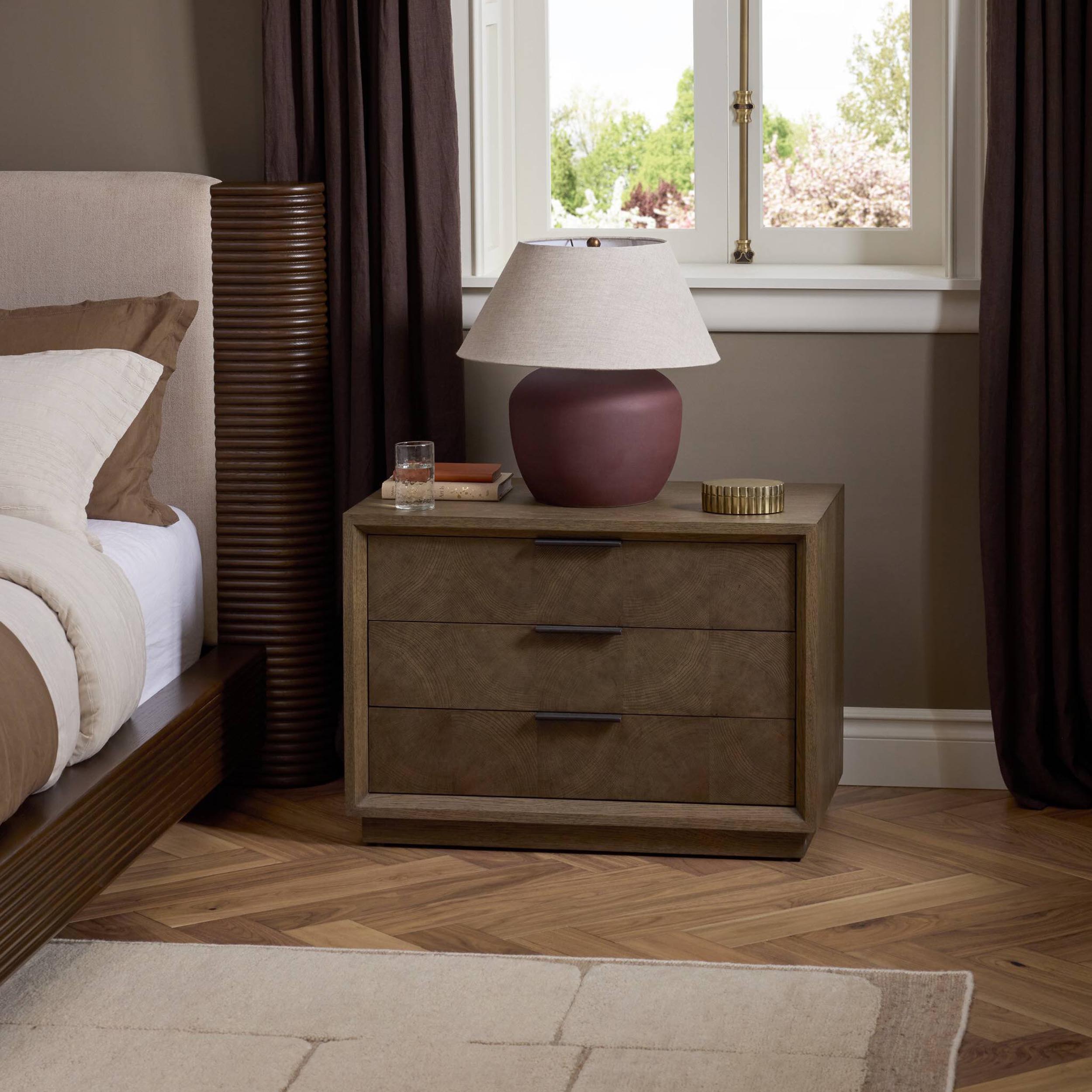 Salta Nightstand, Brown Oak Thin Oyster