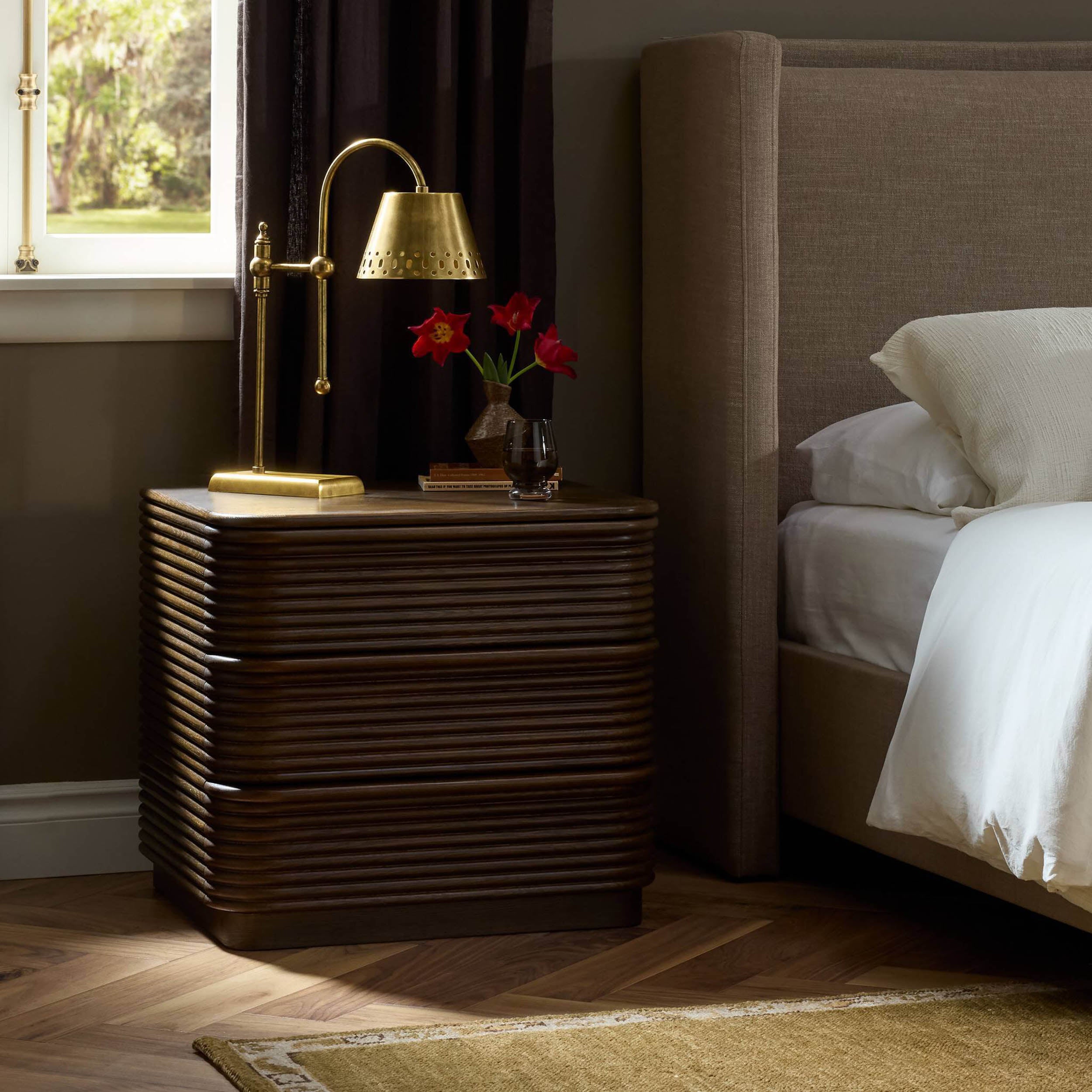 Benny Nightstand, Spiced Oak Veneer