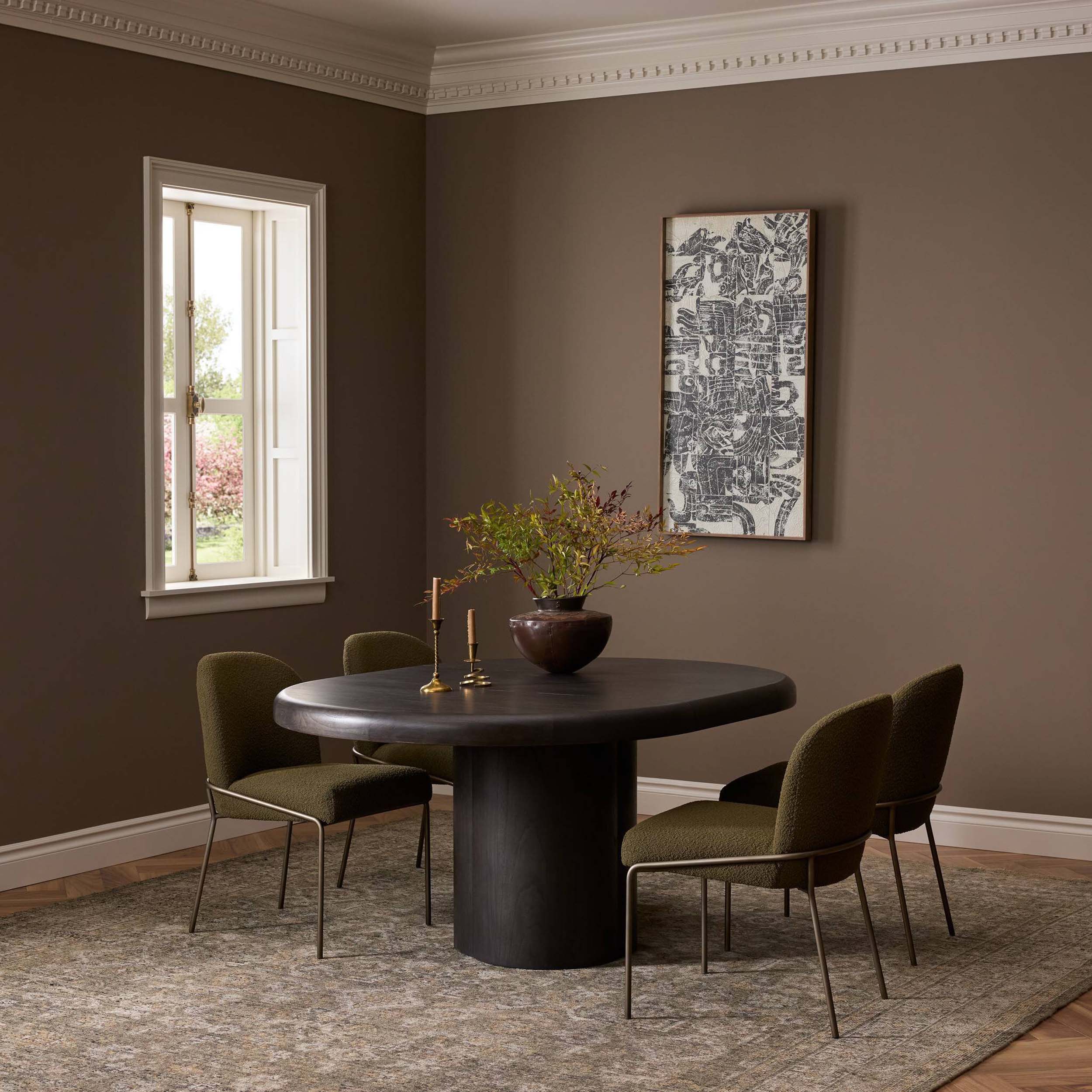 Pemble Extension Dining Table, Smoked Black Mindi Veneer