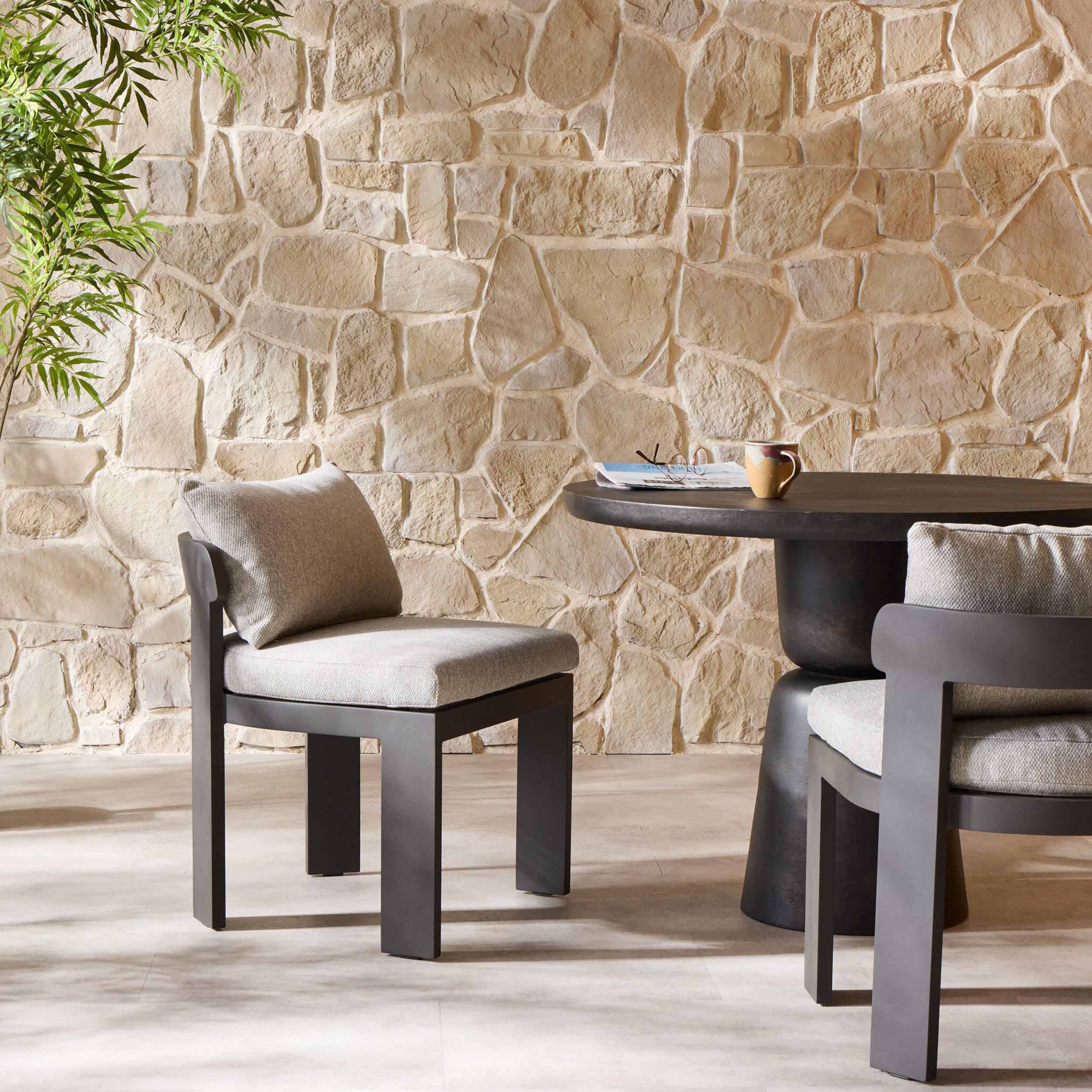 Jackson Outdoor Metal Armless Dining Chair, Concha Fog