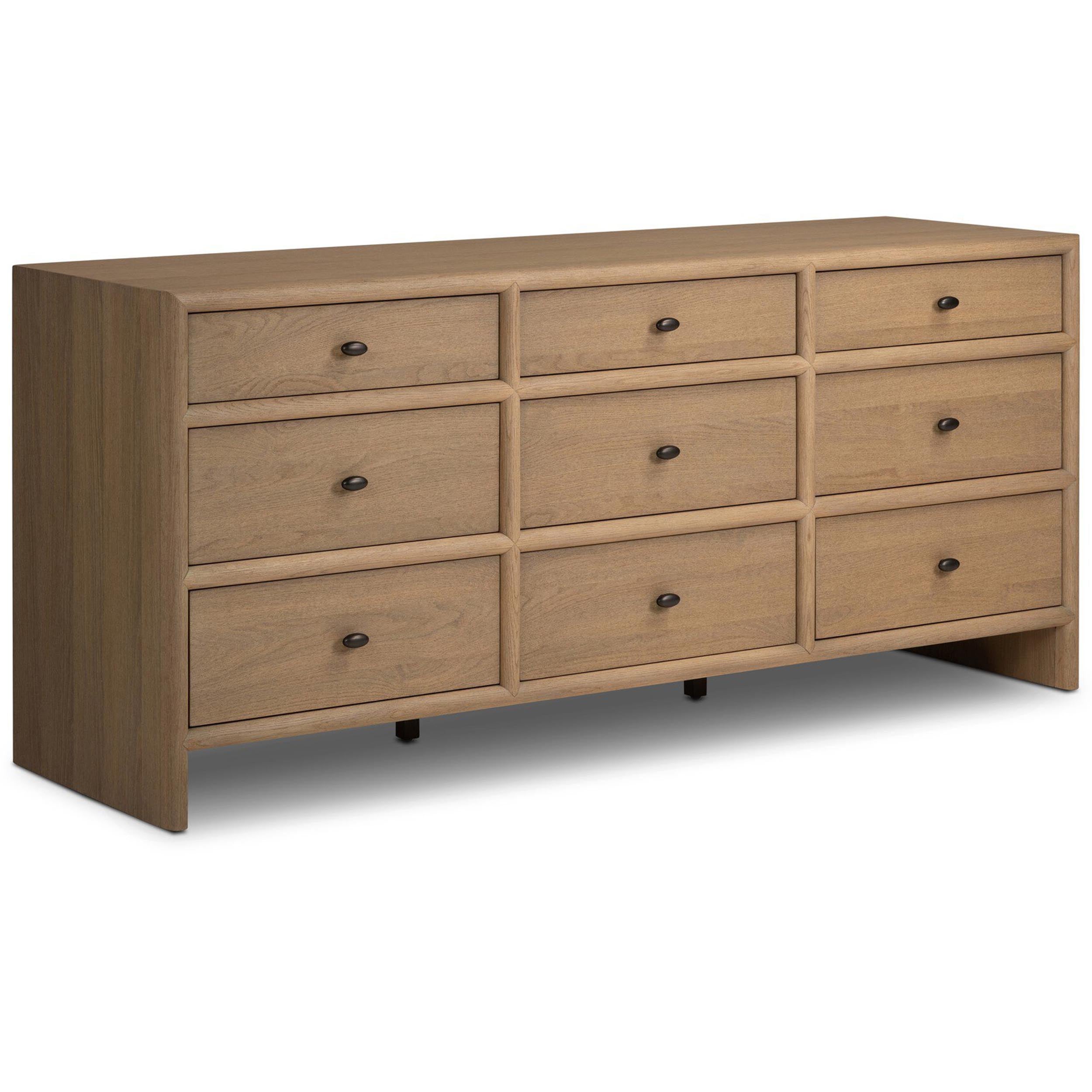 Analisa 9 Drawer Dresser, Sandy Oak Veneer