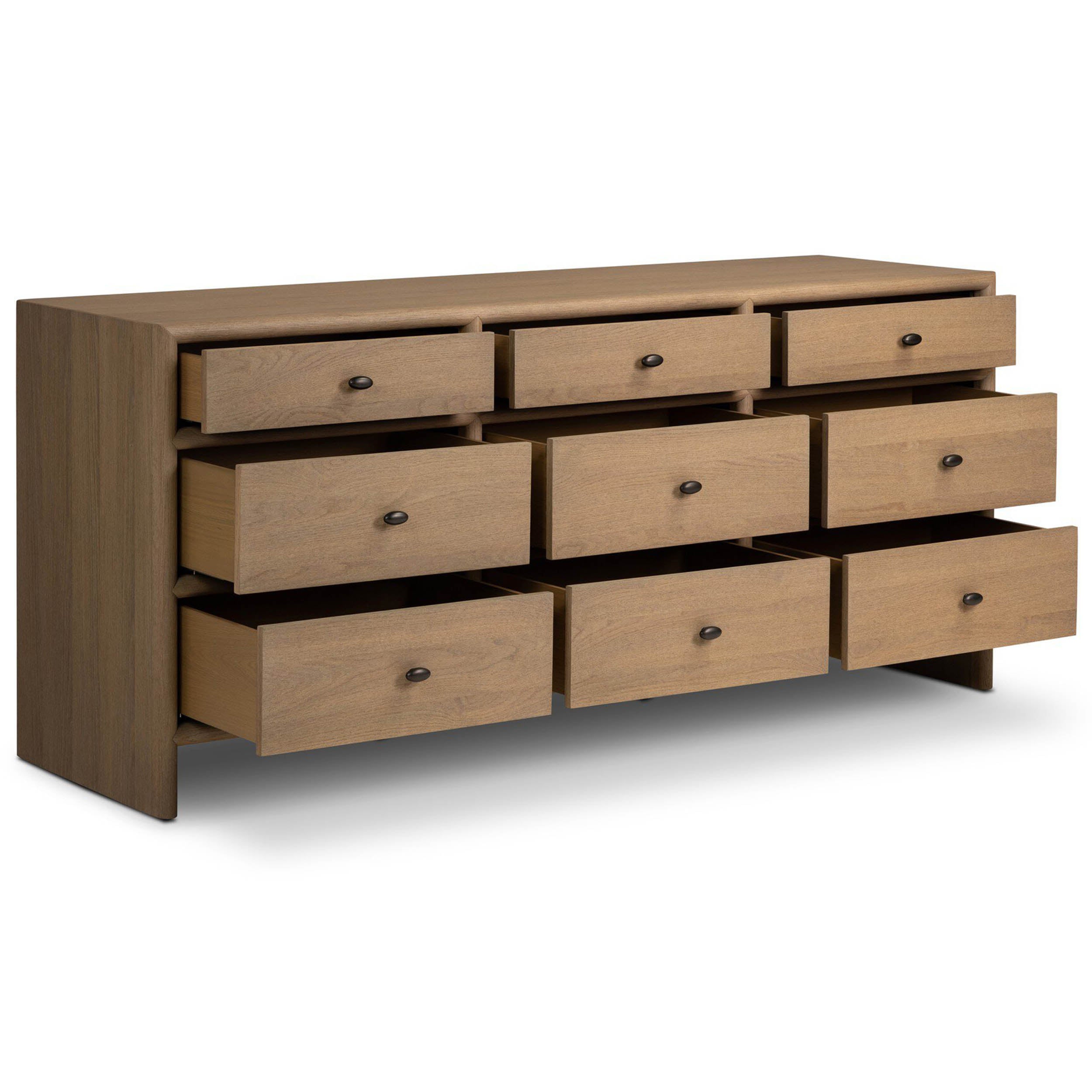 Analisa 9 Drawer Dresser, Sandy Oak Veneer