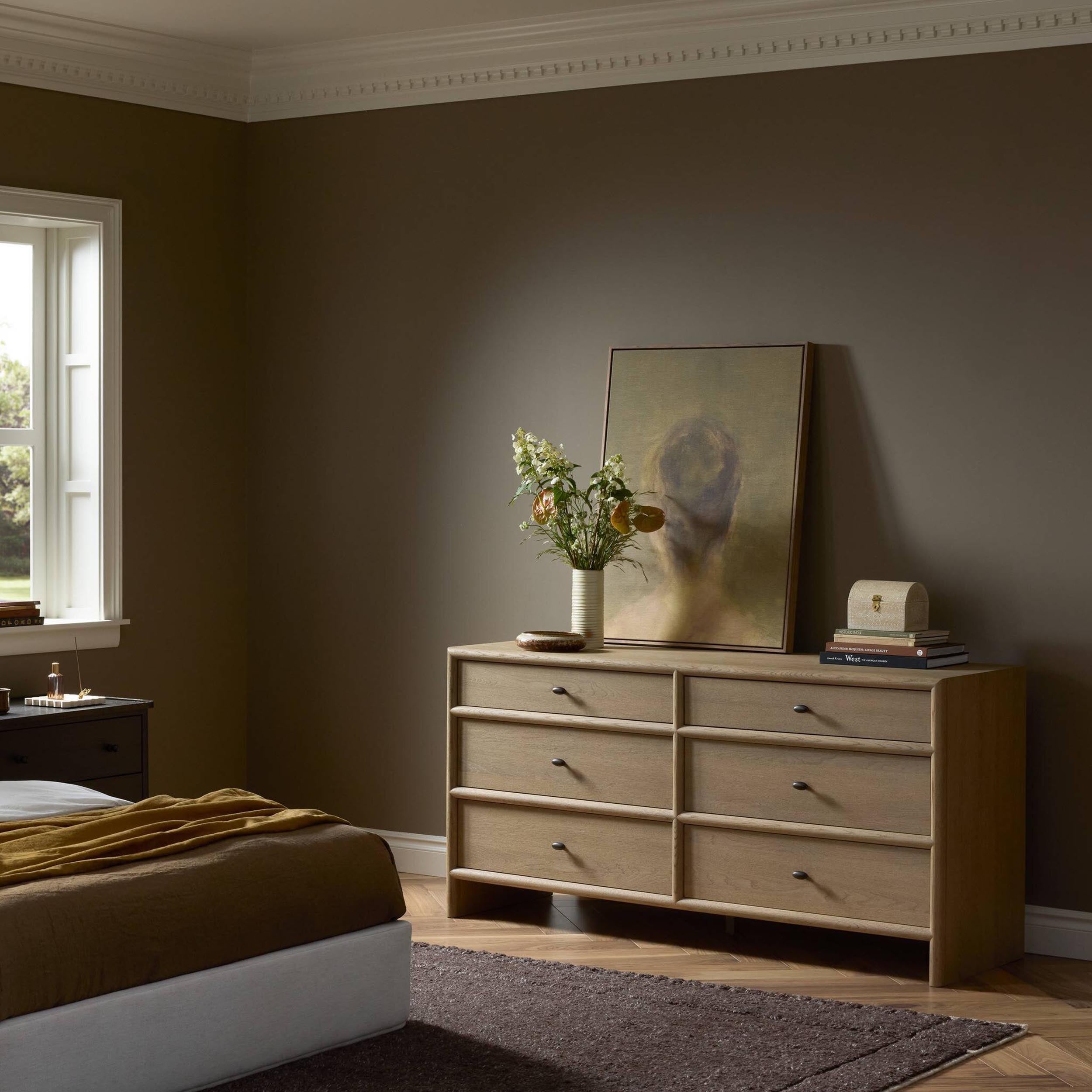 Analisa 6 Drawer Dresser, Sandy Oak Veneer