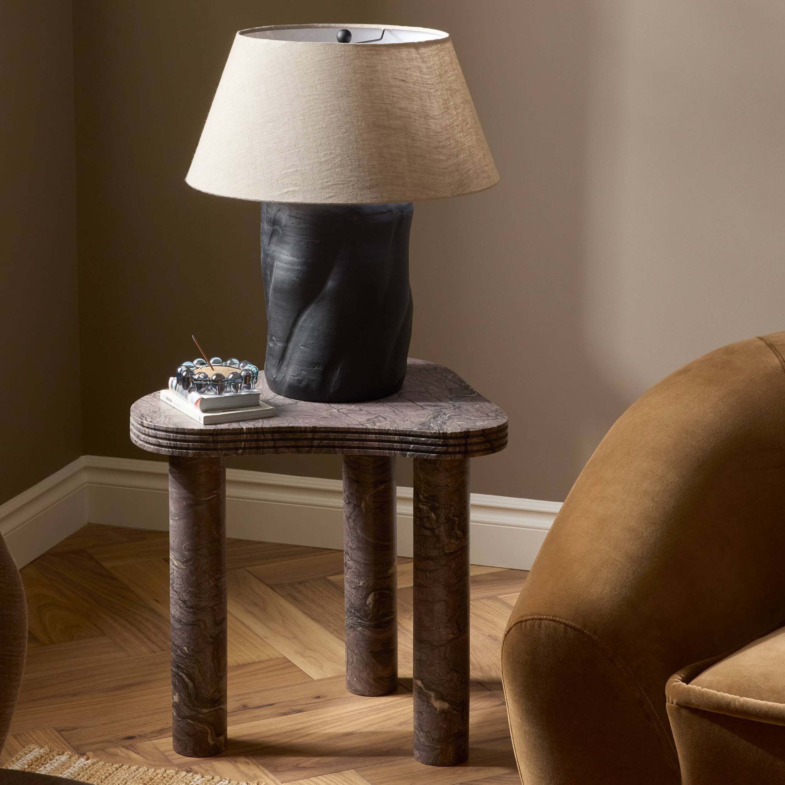 Manoli End Table, Smoke Plum Marble