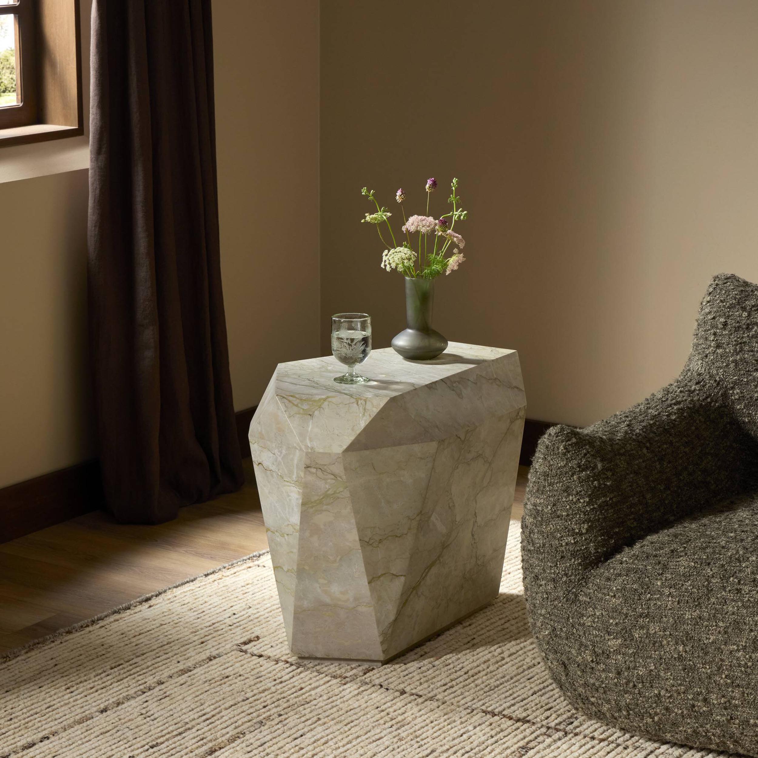 Basett End Table, Sage Green Marble