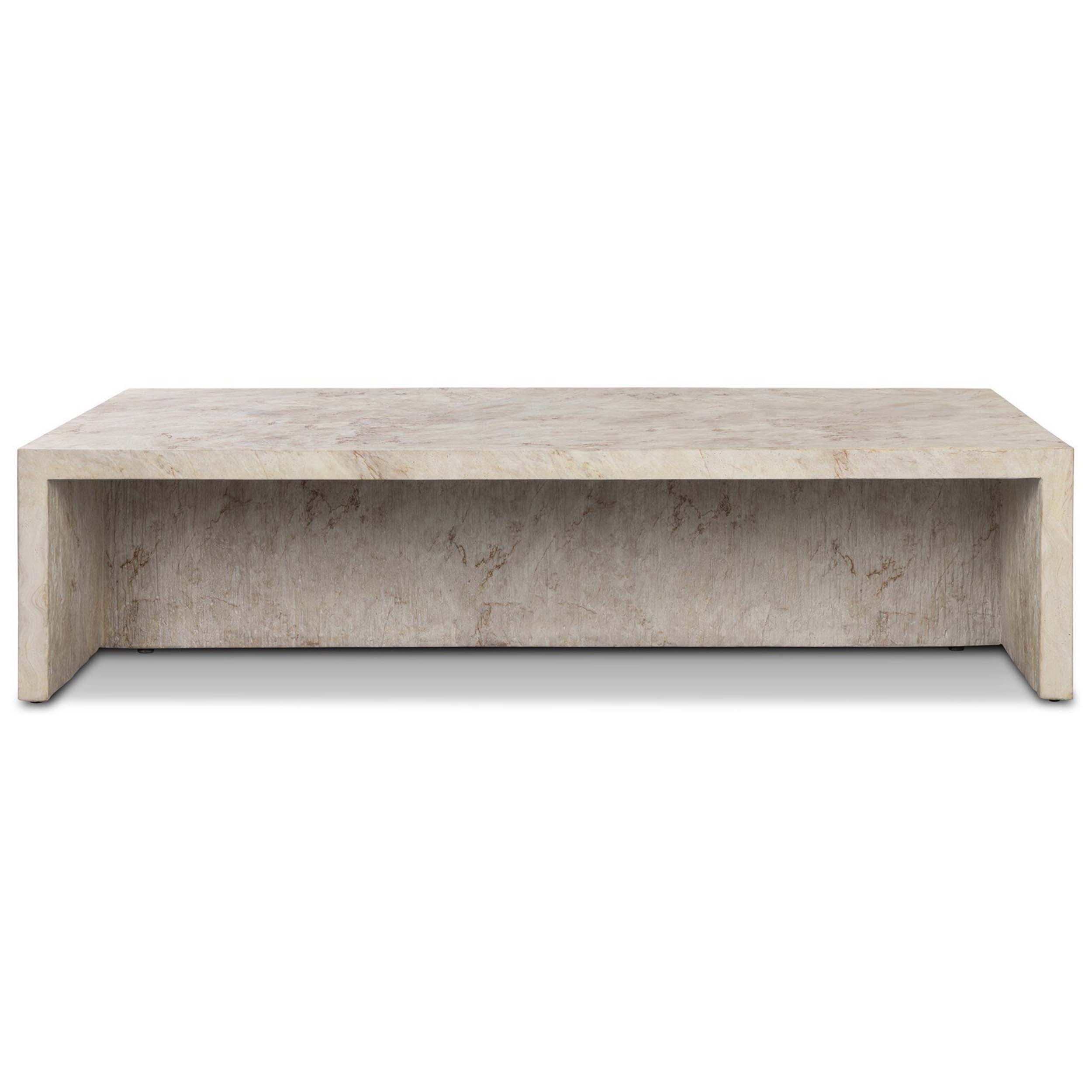Ludlow Outdoor Coffee Table, Natural Veined Concrete