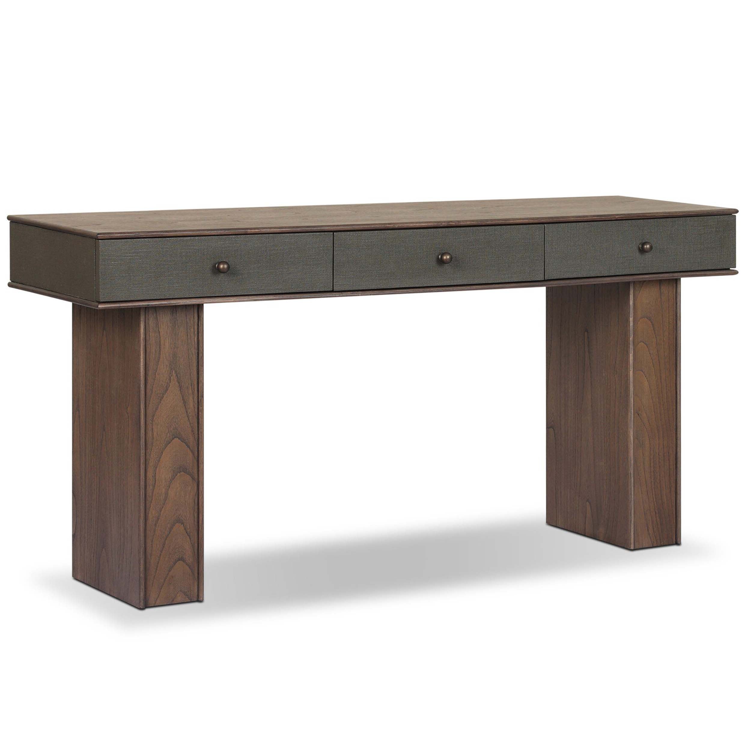 Soloman Console Table, Stained Saddle Brown Sungkai Veneer