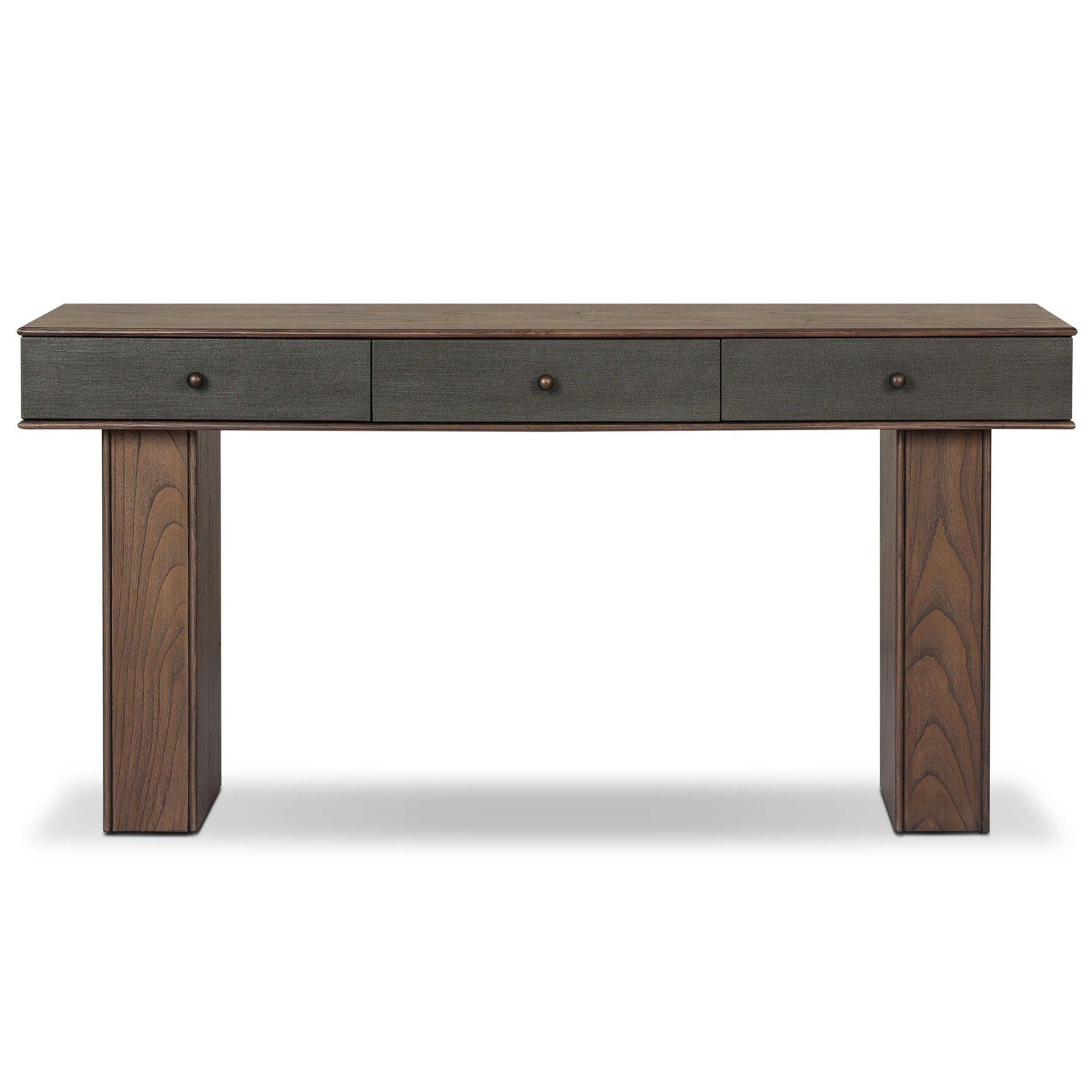 Soloman Console Table, Stained Saddle Brown Sungkai Veneer