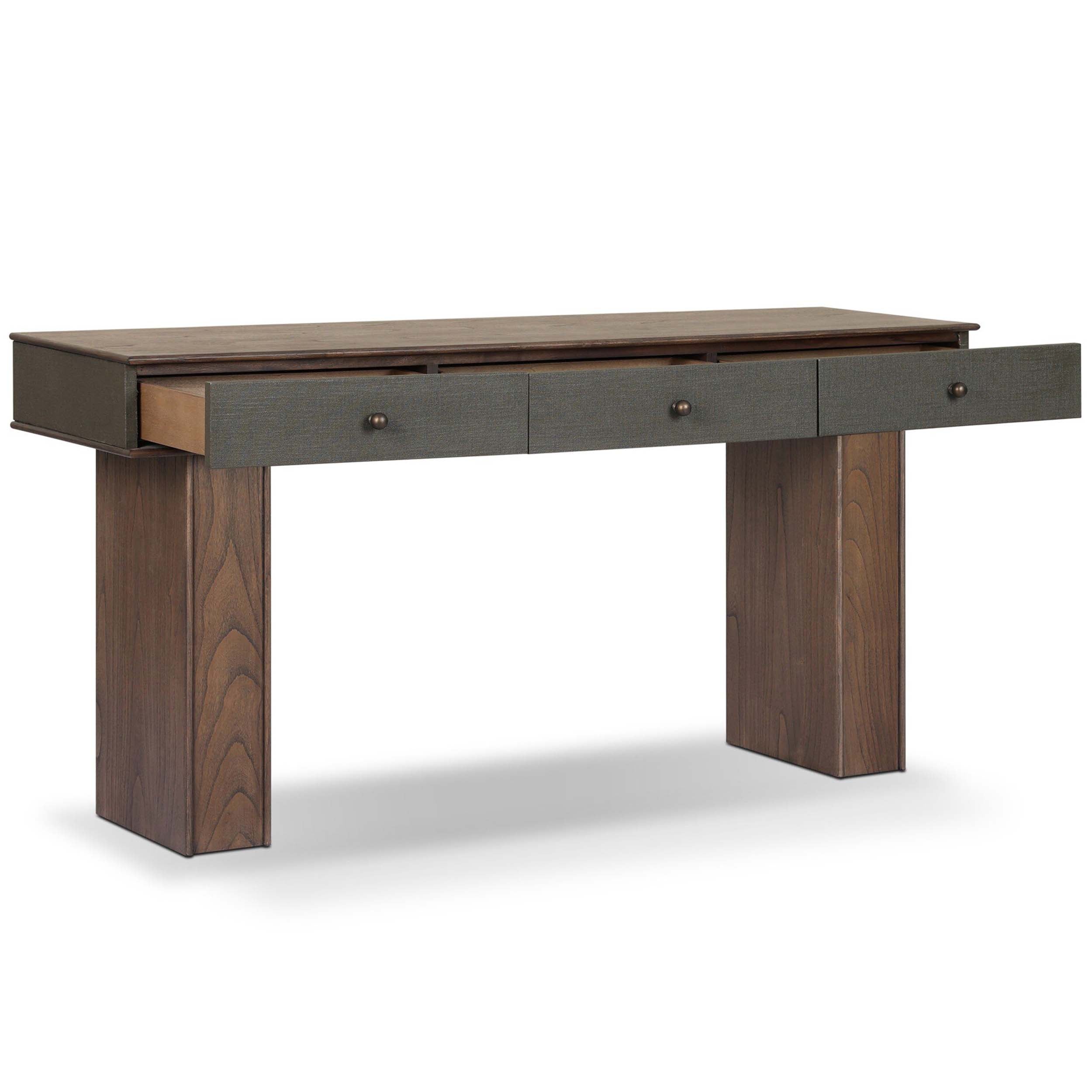 Soloman Console Table, Stained Saddle Brown Sungkai Veneer