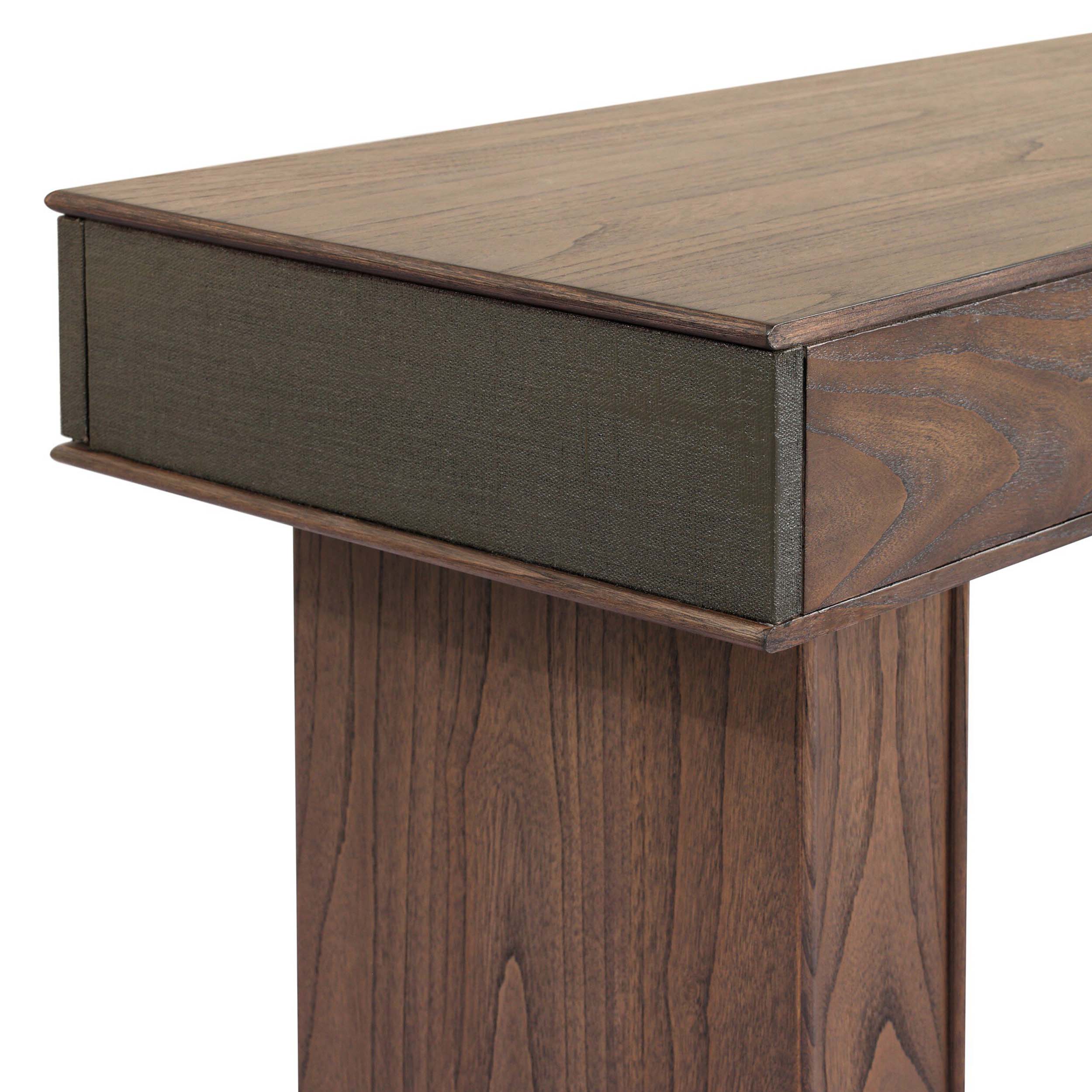 Soloman Console Table, Stained Saddle Brown Sungkai Veneer