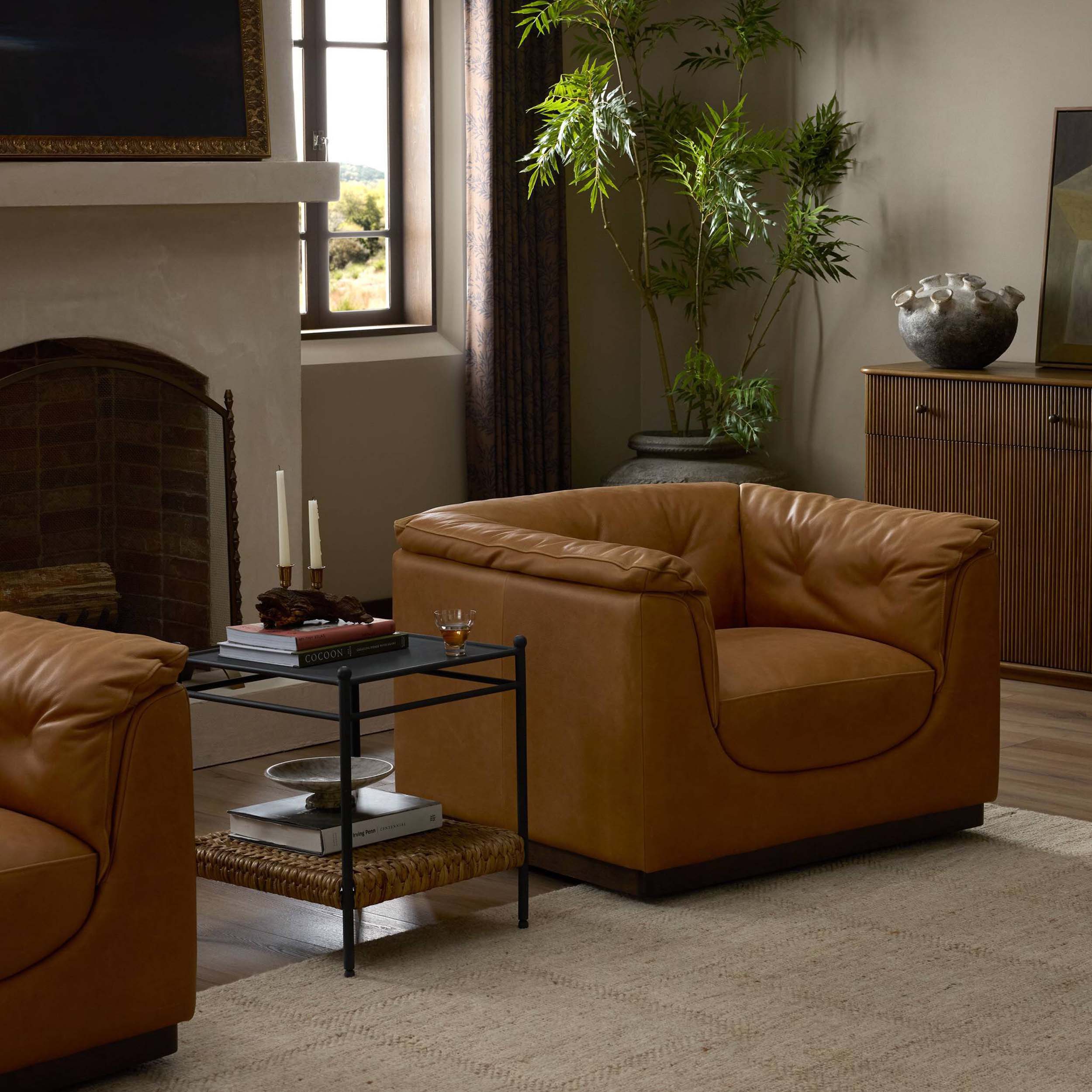 Santino Swivel Chair, Palermo Cognac