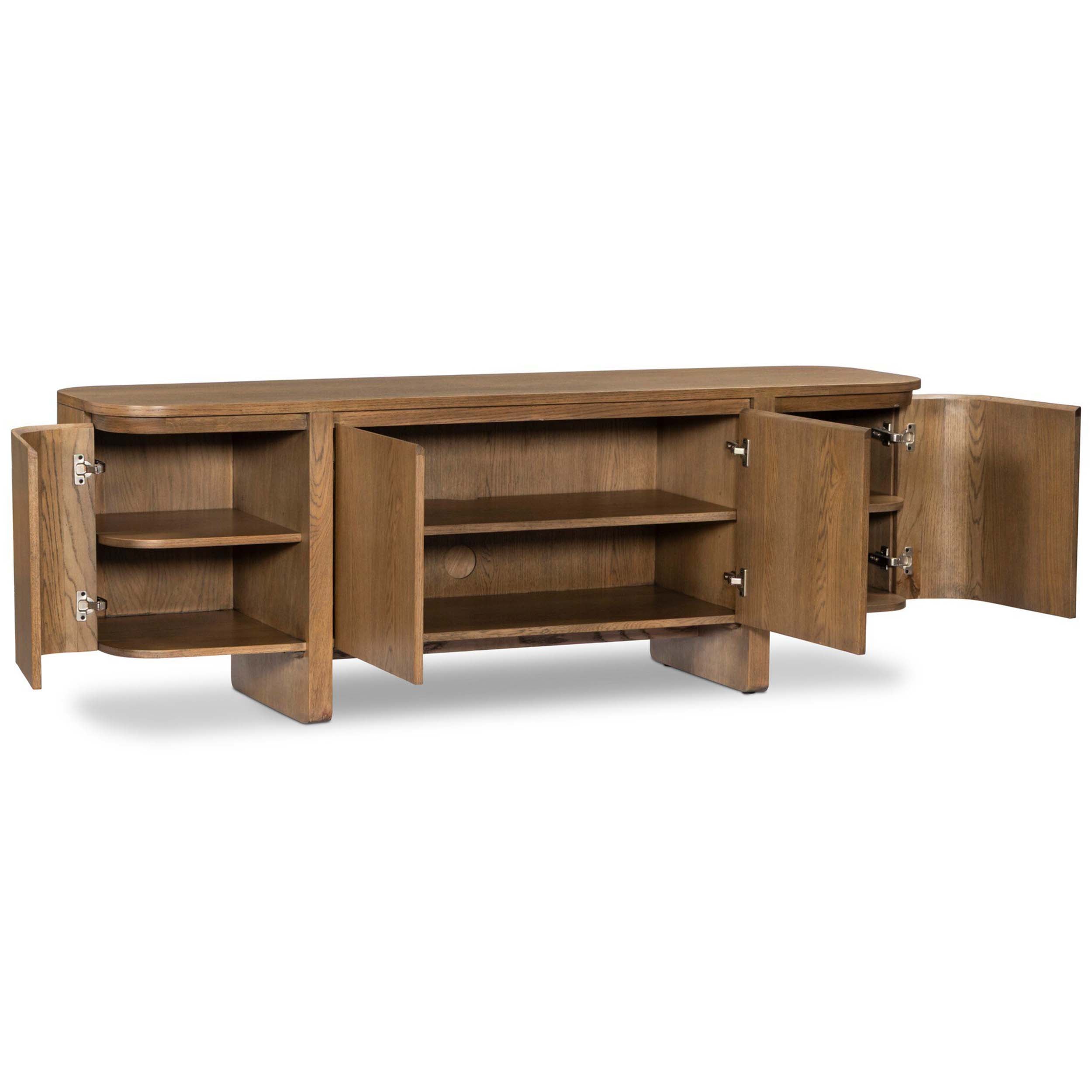 Elle 4 Door Media Console, Tawny Oak Veneer