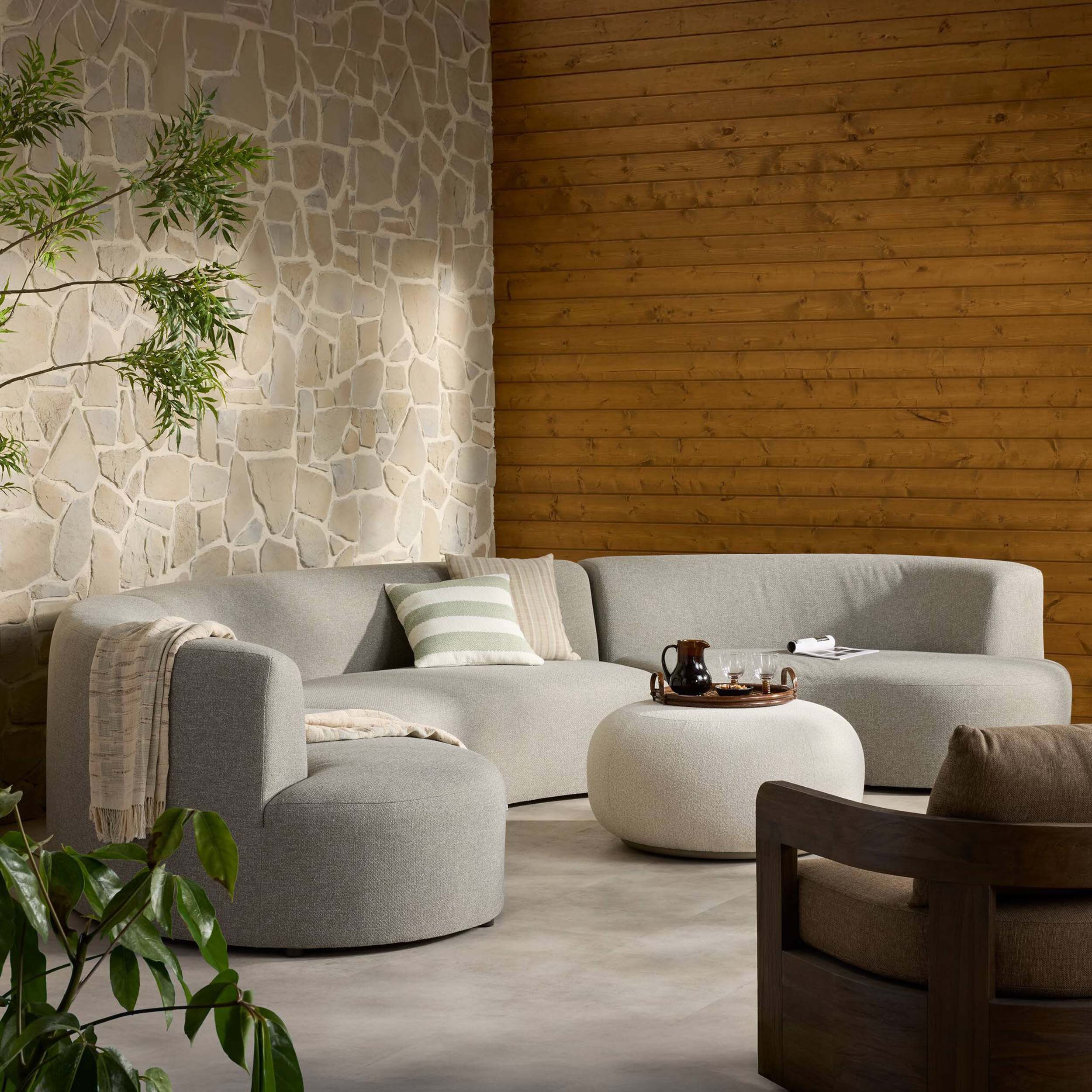 Opal Outdoor 3-Piece Sectional, Hayes Smoke