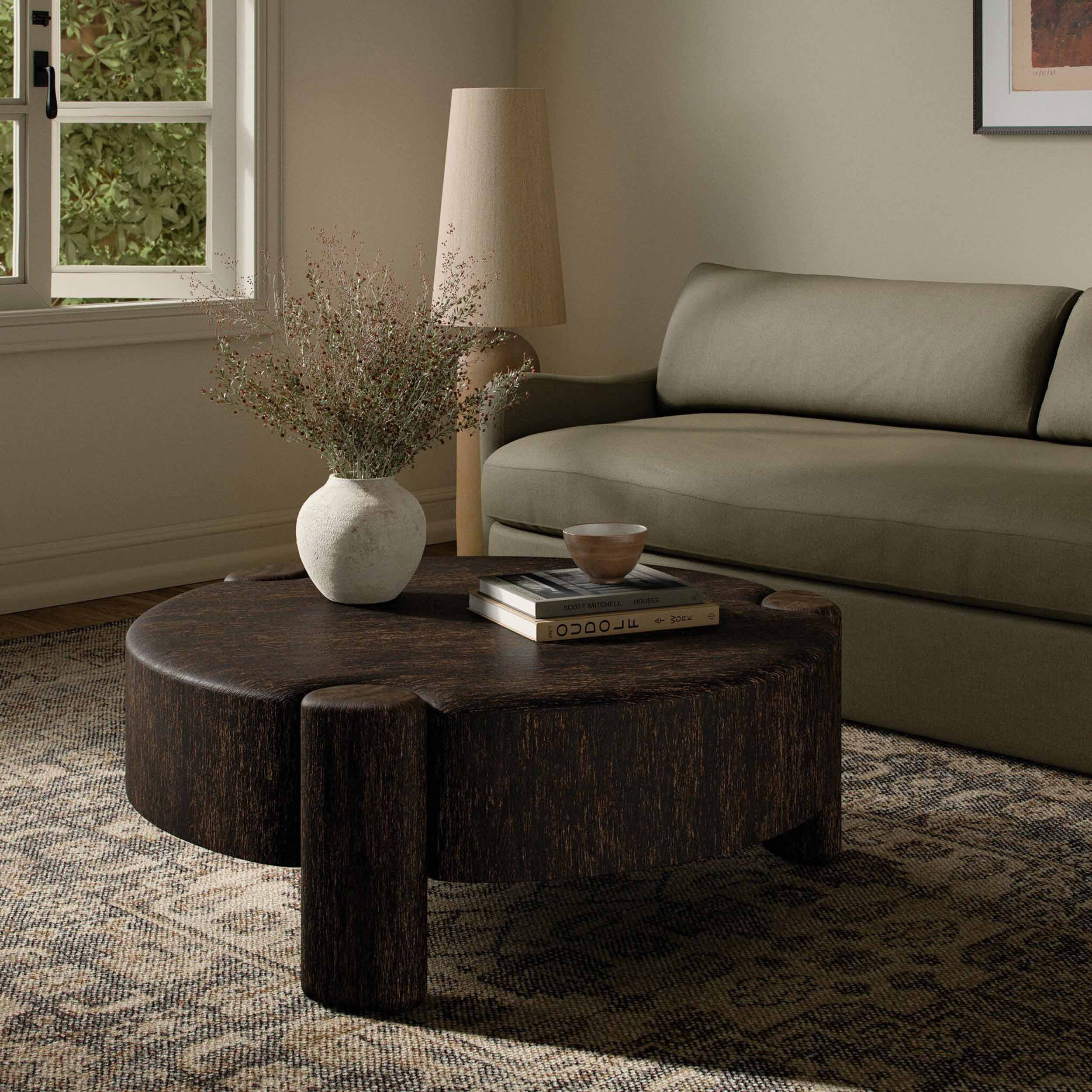 Toman Coffee Table, Ebony Rustic Oak