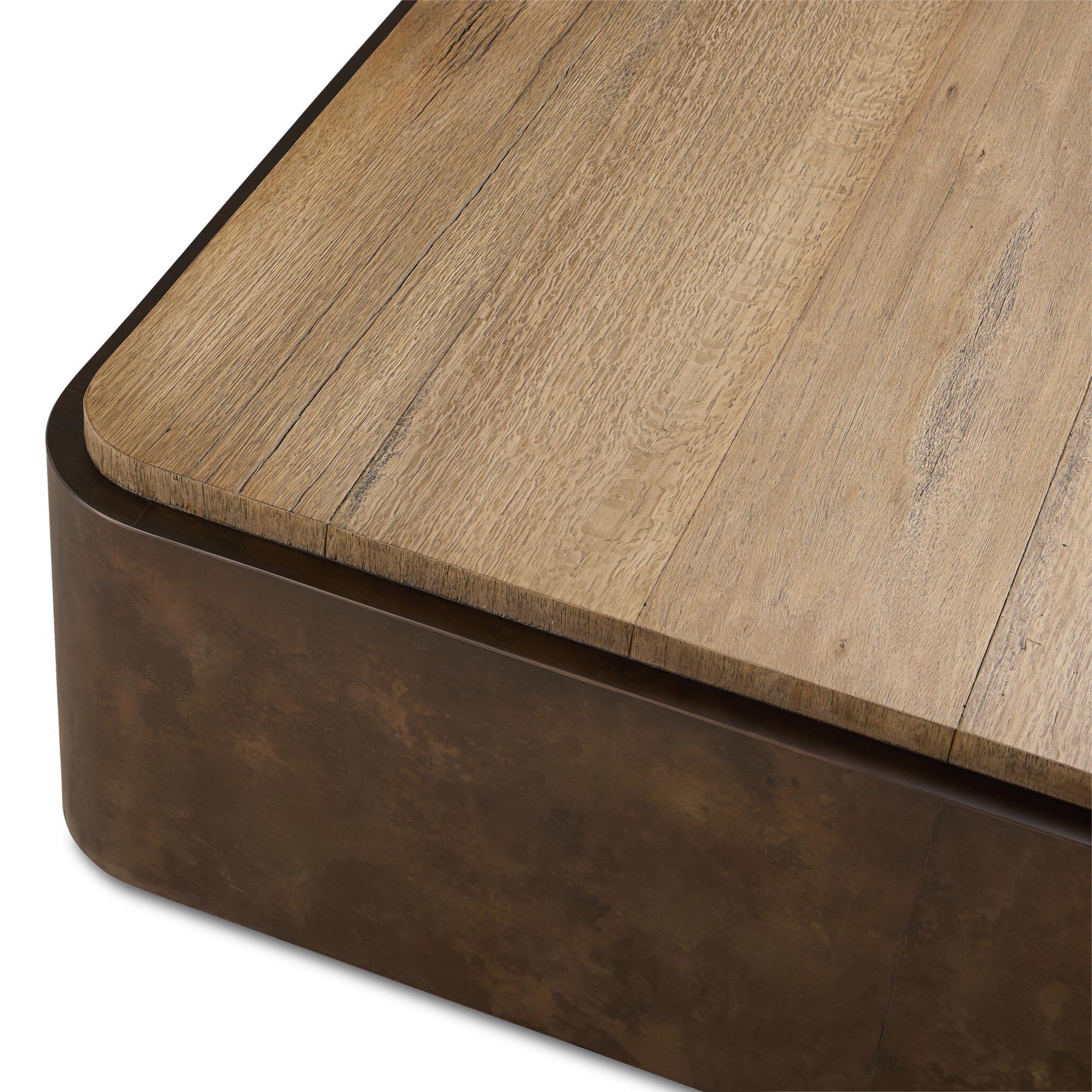 Kipp Square Coffee Table, Burnt Bleached Oak Resawn
