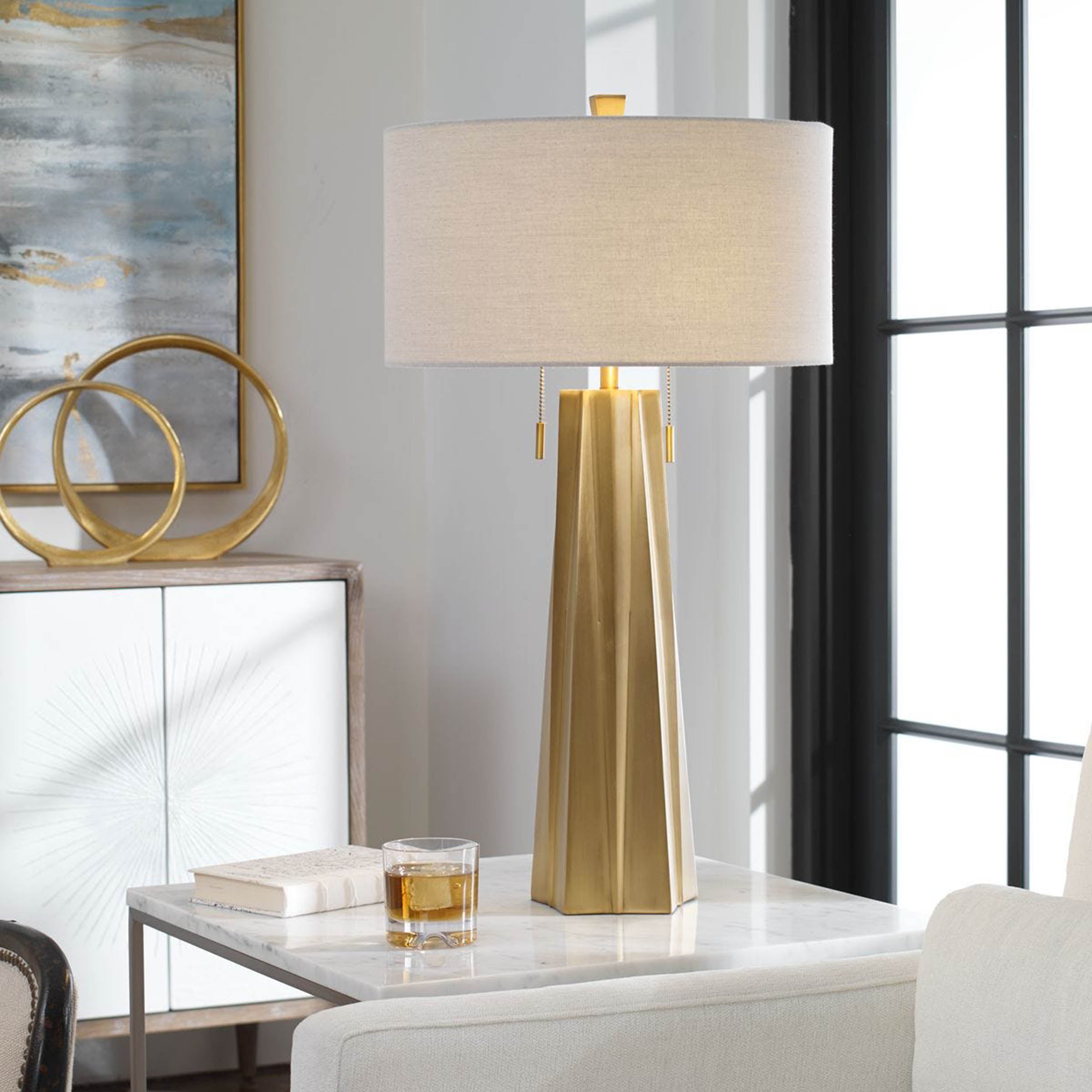 Maris Table Lamp, Antiqued Brass
