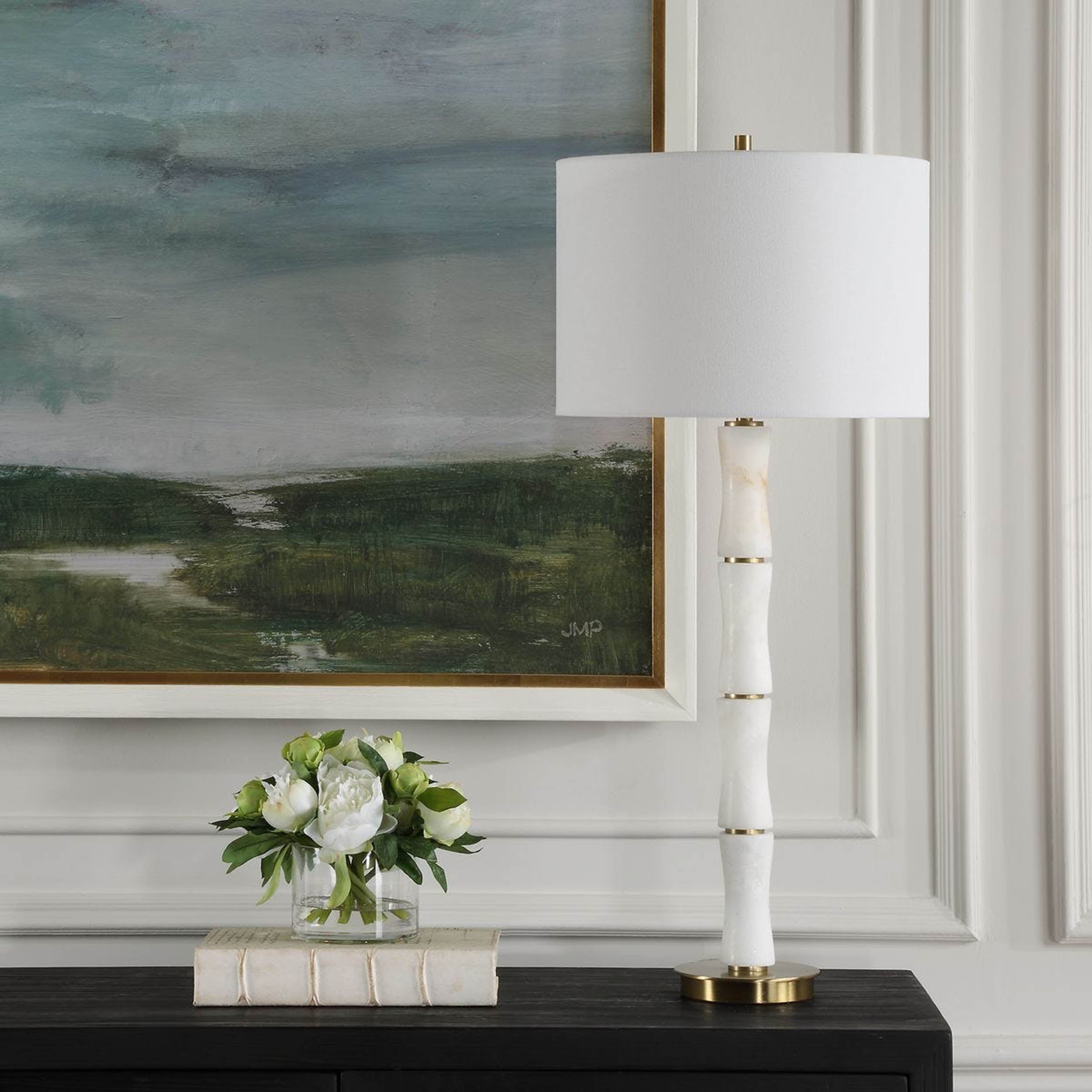 Unify Table Lamp, White Alabaster