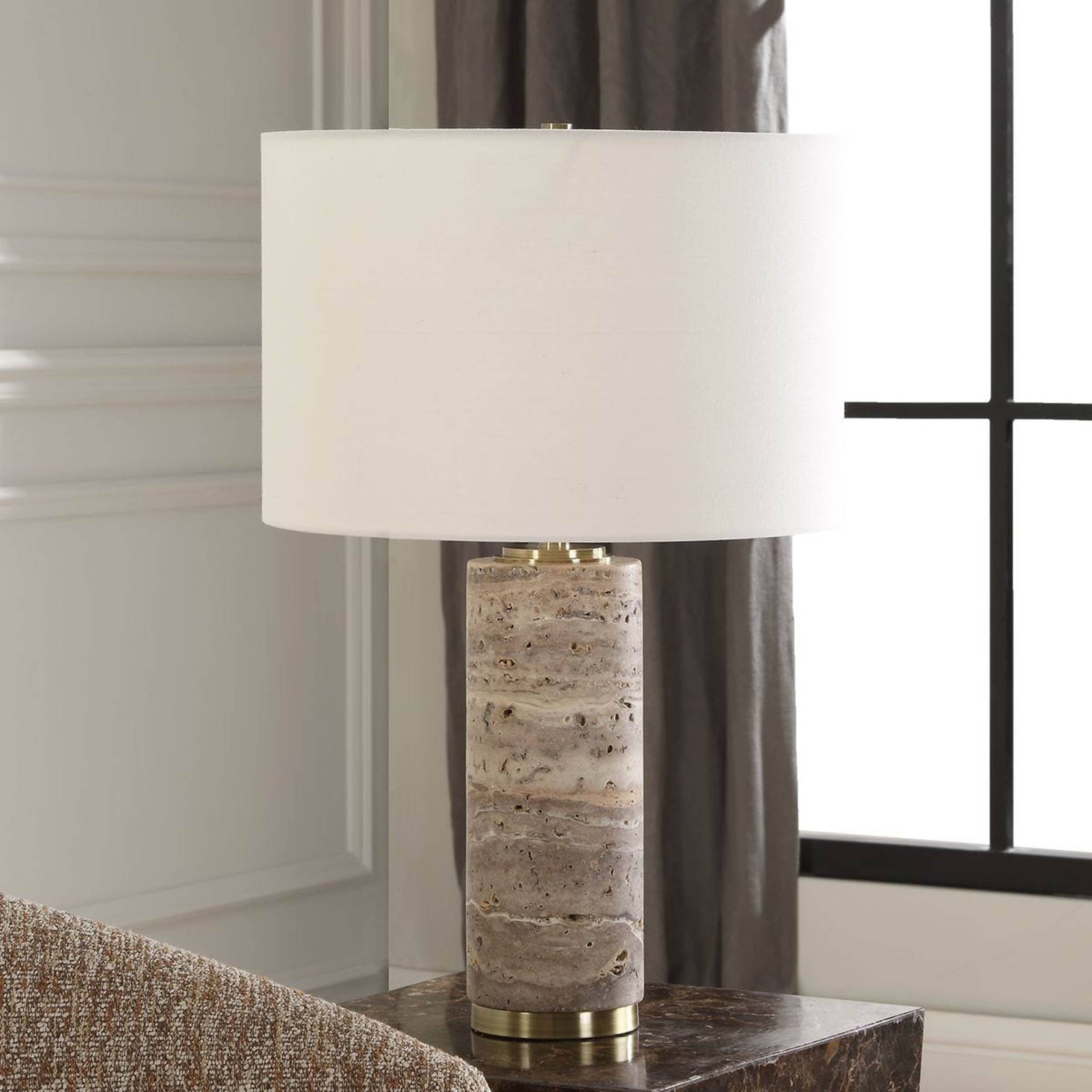 Cortado Table Lamp, Travertine